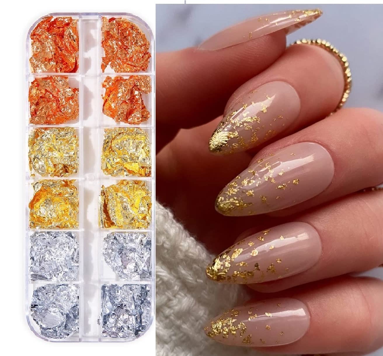 D.B.Z.® Sparkly Foil Nails - Gold, Silver, Rose Gold Colors for Manicure | DIY Nail Art Decorations & Accessories for Women | Perfect for Parties, Weddings & Special Occasions