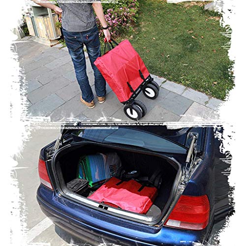 Heavy Duty Folding Garden Trolley Cart with Canopy - 4 Wheel Outdoor Utility Wagon for Camping, Beach, Shopping & Gardening - 330lbs Capacity (Navy Blue) - Perfect for Picnics, Farmers Markets & Home Improvement Projects