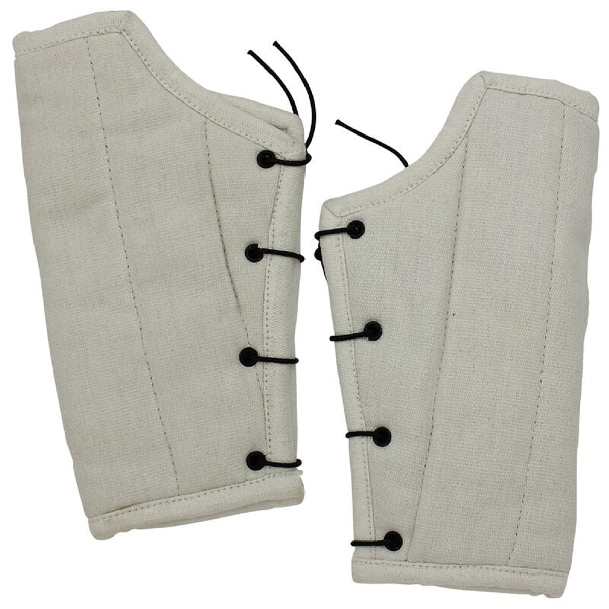 Medieval Renaissance Ecru Padded Cloth Bracers - Silver Arm Armor for LARP, Cosplay & Historical Reenactment - Perfect for Knights, Warriors & Renaissance Fairs