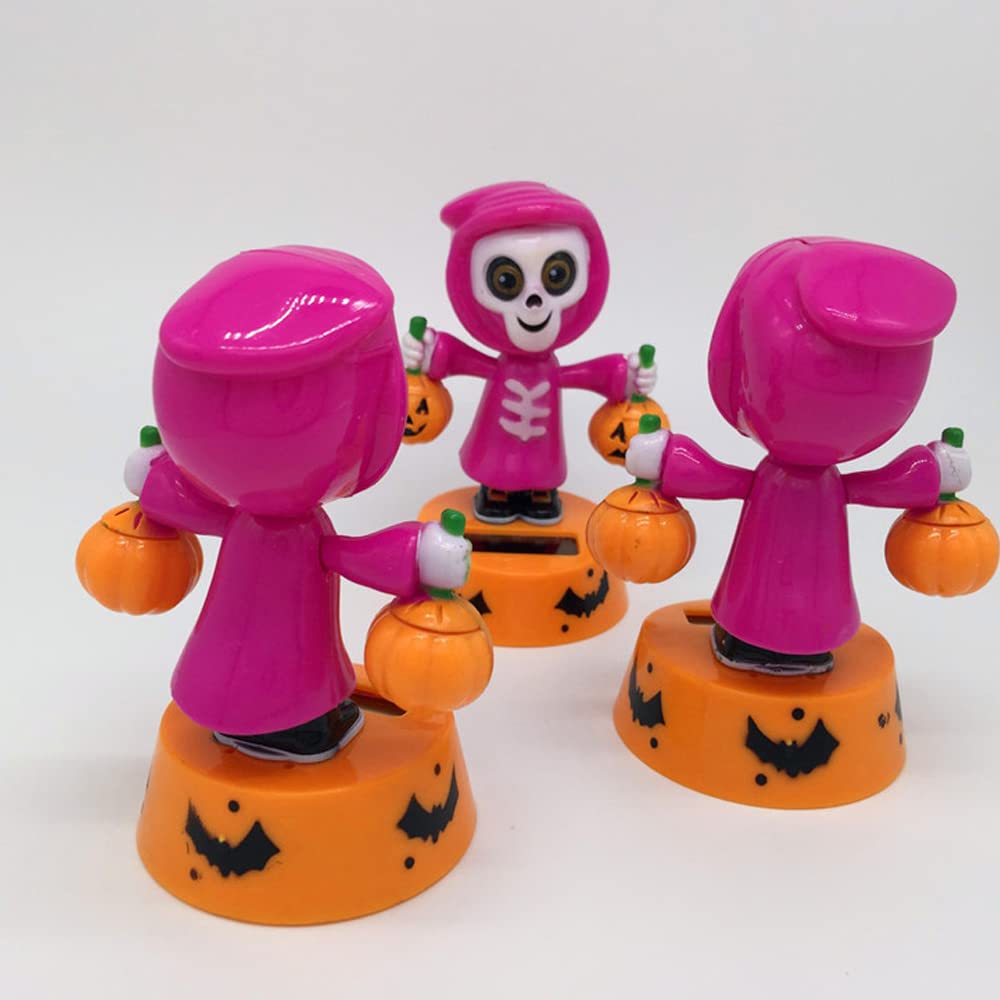 Solar Powered Dancing Skeleton Pumpkin Figurine - Halloween Car & Office Desk Decor - Fun Animated Solar Dancing Figure for Home, Garden, Party Decoration