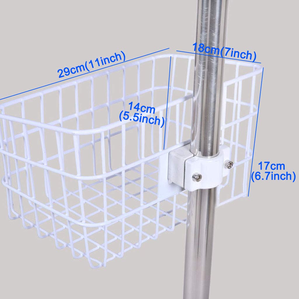Portable IV Pole with Wheels - Adjustable IV Drip Stand with Tray & Cast Iron Base - 5 Brake Casters & Air Pressure Buffer (Basket/No Basket Options) - Ideal for Home Care, Hospitals & Medical Facilities