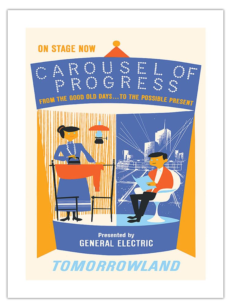 Vintage 1967 Disneyland Tomorrowland Carousel of Progress Advertising Poster - 24x32in Bamboo Fine Art Print (290gsm, Unframed) - Perfect for Disney Collectors, Retro Home Decor & Theme Park Memorabilia