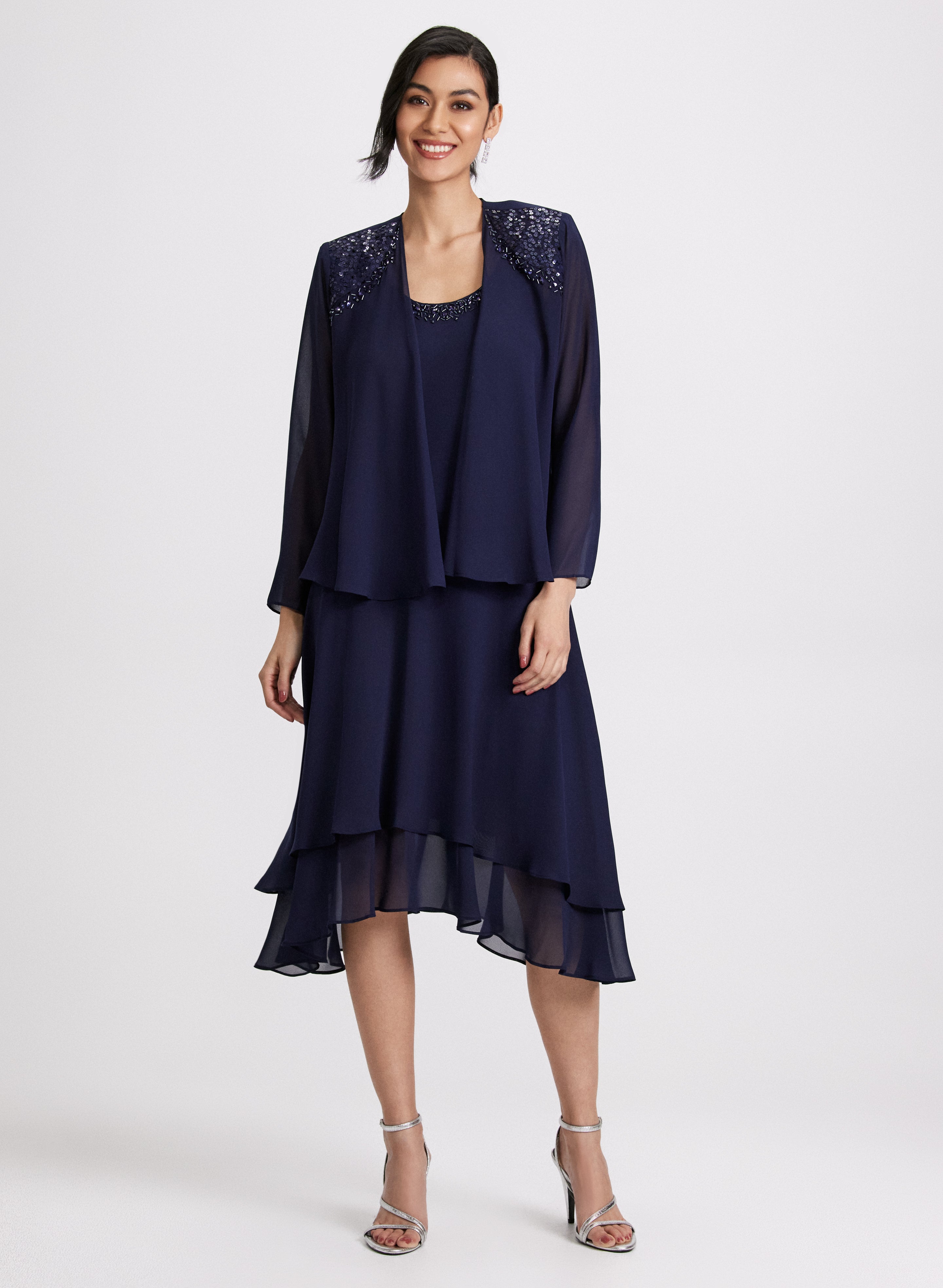 Elegant Chiffon Jacket & Dress for Women - Lightweight & Flowy Outerwear for Spring & Summer - Perfect for Weddings, Parties & Casual Outings