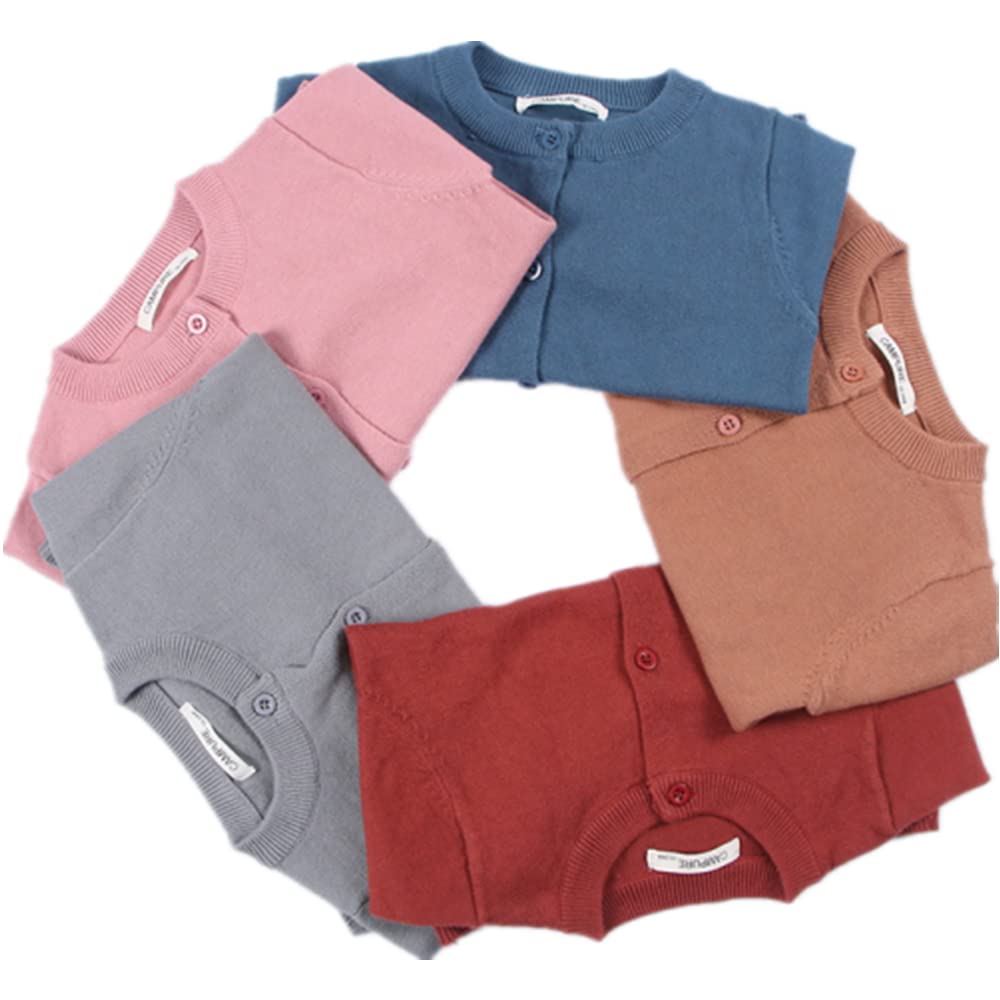 Girls Cotton Crewneck Cardigan - Solid Color Long Sleeve Button Up Sweater for Little Girls | School Uniform & Casual Wear