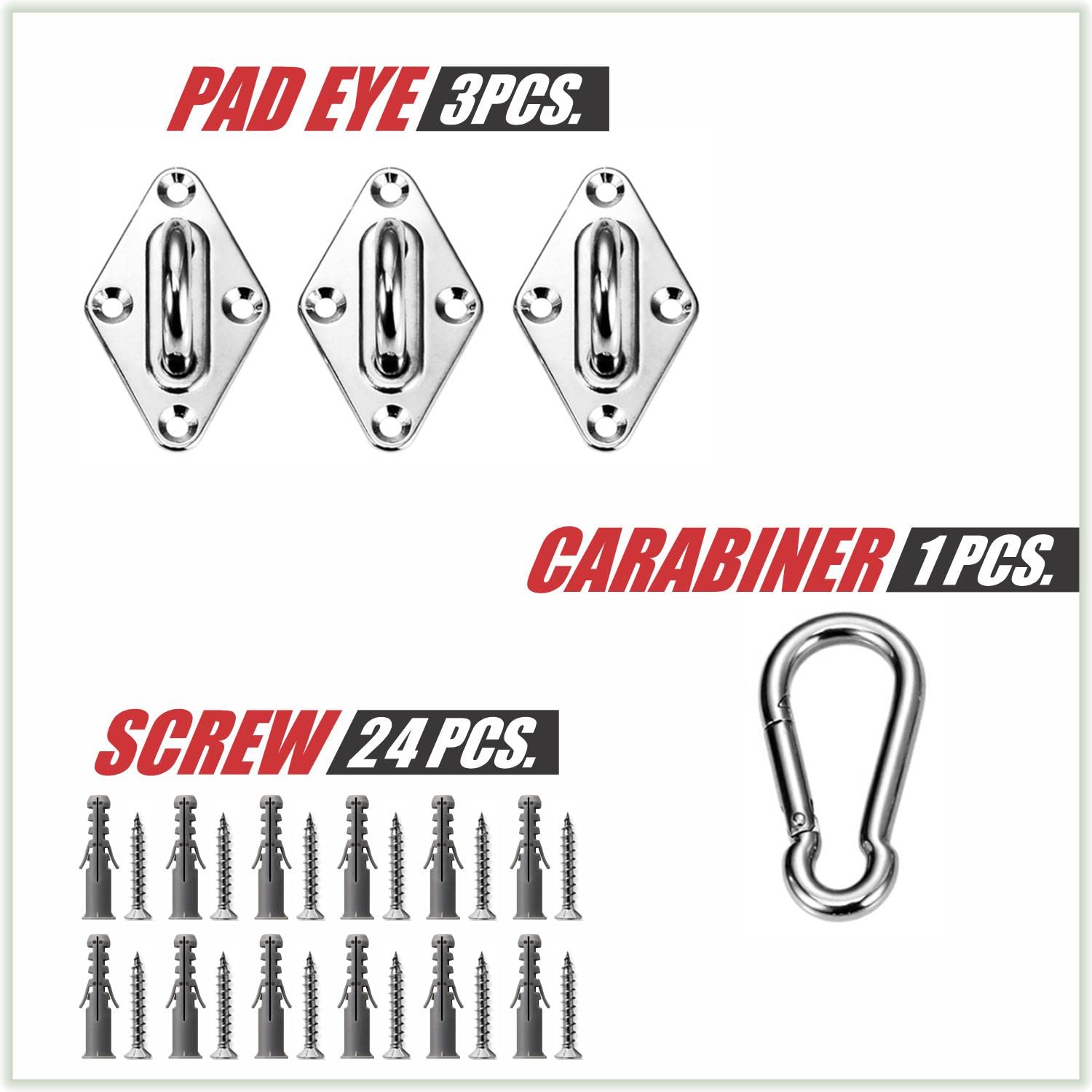 ColourTree 6 Inch Heavy Duty Triangle Sun Shade Sail Hardware Kit - 316 Military-Grade Stainless Steel - Perfect for Patio, Garden, and Outdoor Canopy Protection