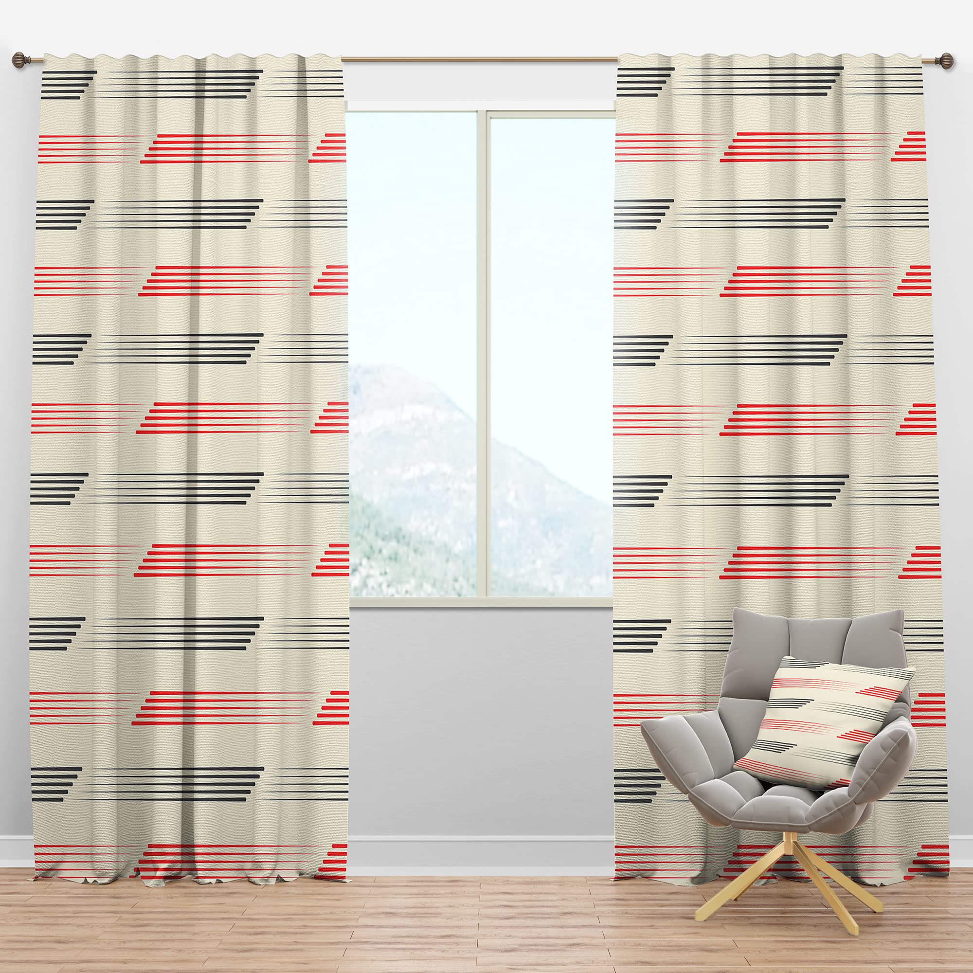 Blackout Curtains - Thermal Insulated Single Panel (52x63) - Retro Geometric Pattern for Bedroom & Living Room - Soundproof & Energy Saving Window Treatments for Better Sleep & Privacy