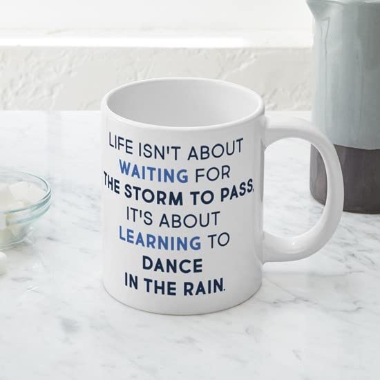 Learning To Dance In The Rain 20 oz Ceramic Coffee Mega Mug - Large Insulated Tea Cup for Office, Home & Gifts - Funny Inspirational Quote Mug for Coffee Lovers