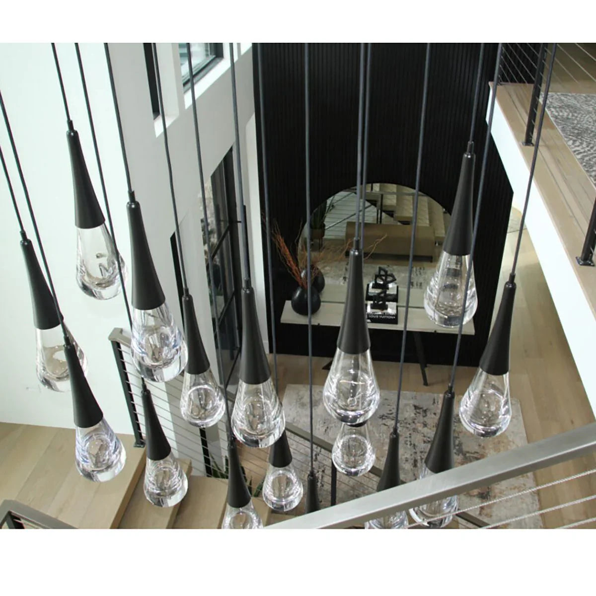 Modern Rectangle LED Chandelier with Water Drop Crystals - Elegant Dining Room Lighting Fixture for Home Decor