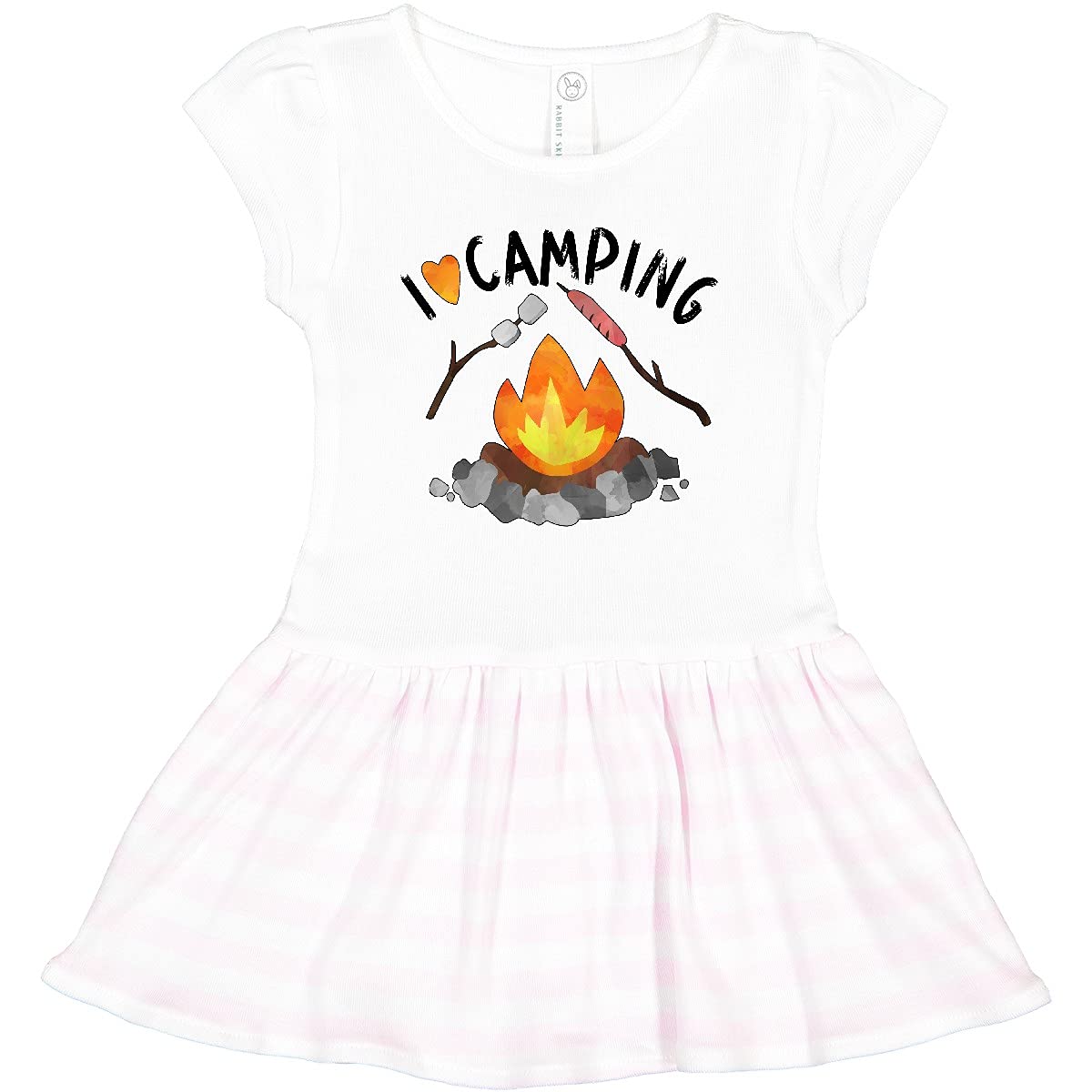 Inktastic I Love Camping Toddler Dress - Cute Campfire, Hot Dog & Marshmallows Print for Girls - Perfect for Outdoor Adventures, Camping Trips & Family Gatherings