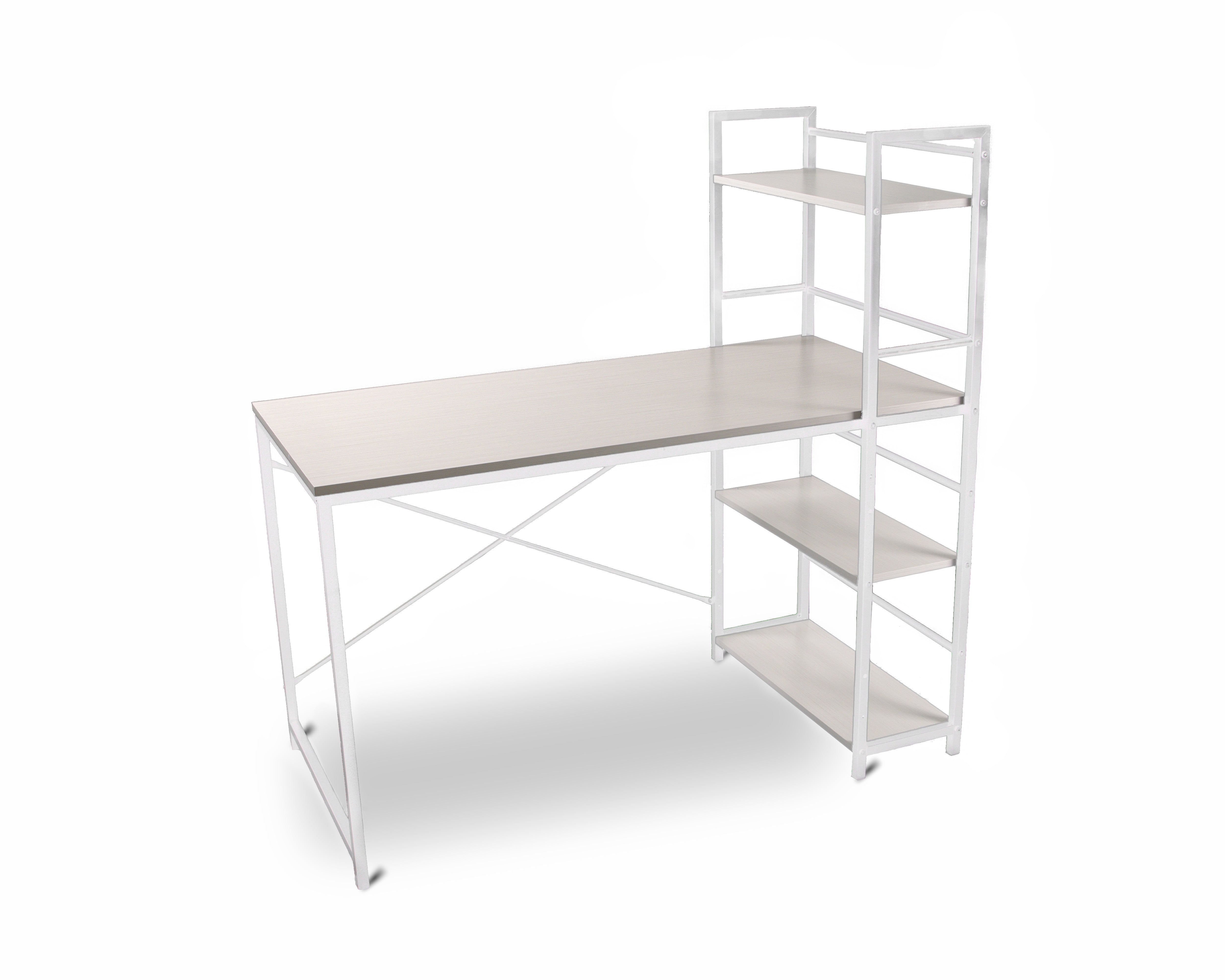 1907B Office Computer Desk - Cream White Modern Workstation for Home & Office - Ergonomic Study Desk with Spacious Workspace for Laptops, PCs & Office Supplies