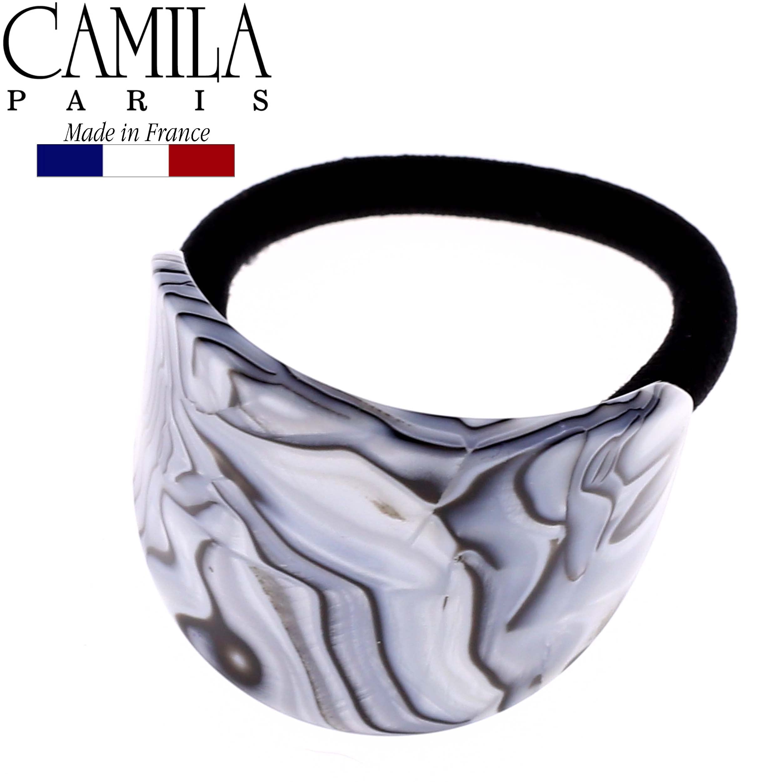 Camila Paris CP2966 French Hair Ponytail Holders - Handmade Gray Elastic Hair Ties for Women & Girls | Strong Grip No-Slip Hair Clips | Soft Flexible Styling Accessories | Made in France | Perfect for Workouts, Office & Everyday Use