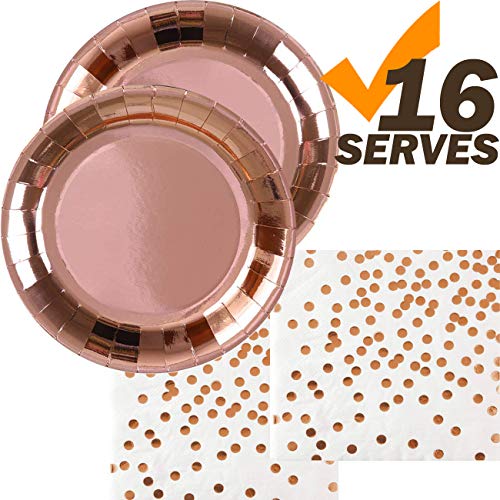 Rose Gold Plates and Napkins (16 serves)