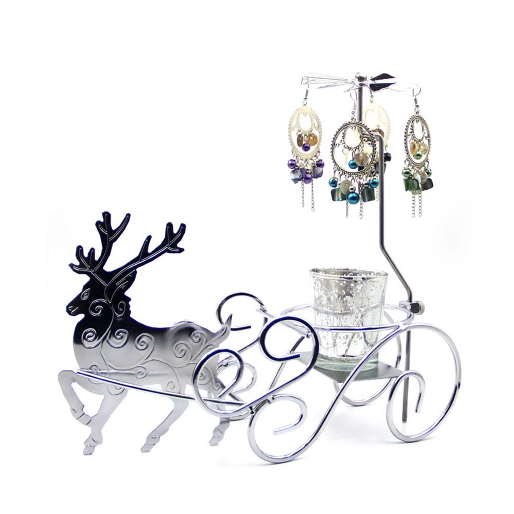Eummit Aromatherapy Candles - Romantic Rotating Candle Holder Lantern, 25x15cm Iron Home Decor for Bedroom, Bathroom & Living Room (Silver)