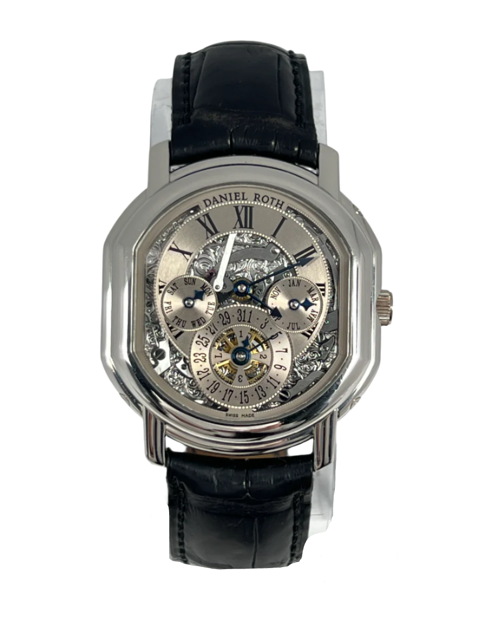 Daniel Roth Perpetual Calendar Skeleton Platinum Men's Luxury Watch - Swiss Made Automatic Movement, Transparent Dial Design for Business & Formal Occasions