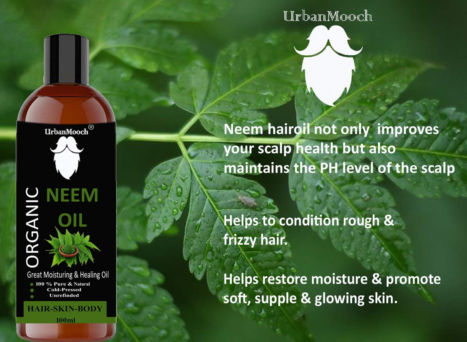 Pure & Natural Neem Oil for Anti-Dandruff & Hair Fall Treatment - 100ml Organic Hair Care Solution | Promotes Scalp Health & Reduces Hair Loss for Men & Women