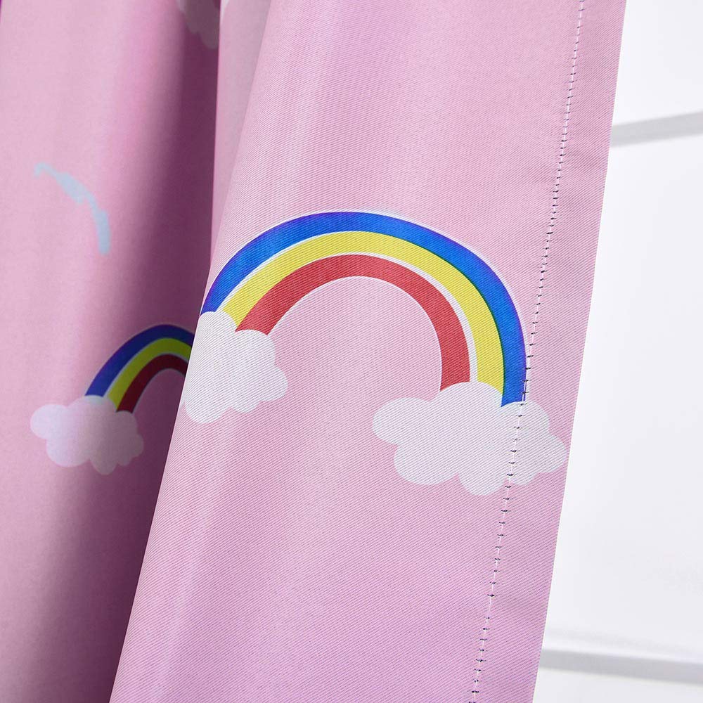 ELEOPTION Thermal Insulated Blackout Curtains for Small Windows - Rainbow Pink Window Valance Balloon Blind with Rod Pocket, 24