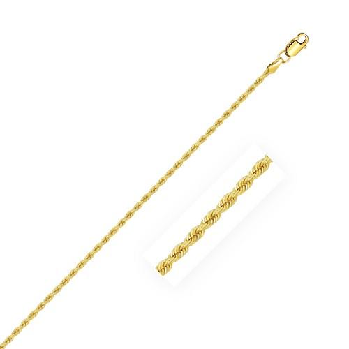 2.0mm 14k Solid Yellow Gold Rope Chain Necklace - 22 Inch Length for Women & Men, Perfect for Layering, Gifts & Everyday Wear