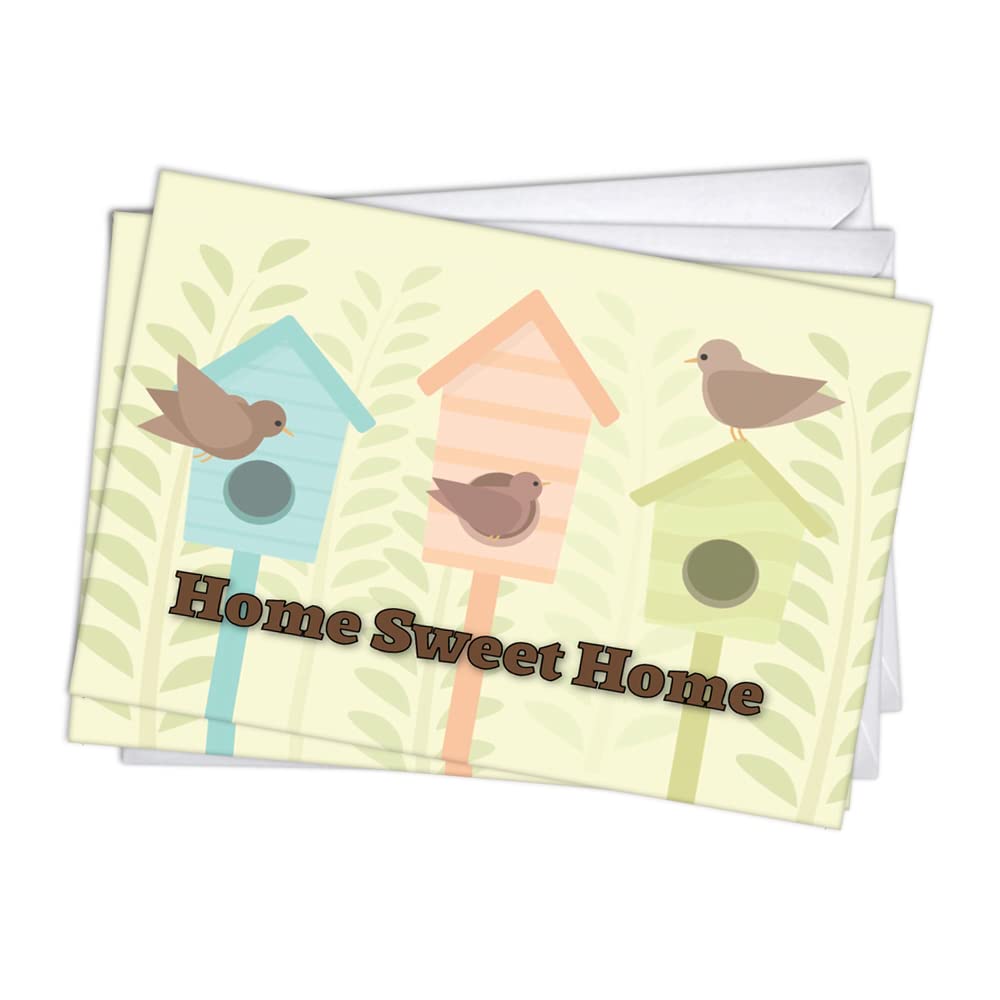 Wright Home & Gift New Home Housewarming Cards - 3 Pack Set with Envelopes (4x6 Birdhouses) | Thoughtful Welcome Gift for New Homeowners, Condo Warming & Moving Celebrations | Perfect for Housewarming Parties, New Neighbor Greetings & First Home Gifts