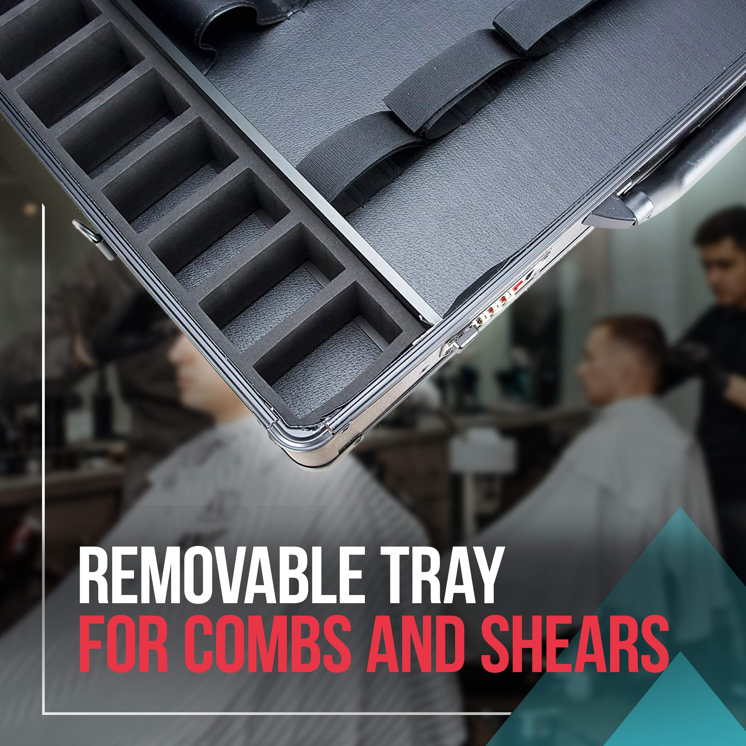 VER Beauty Professional Barber Case - Portable Travel Stylist Tool Organizer with NumLock System | Black Matte Storage Box for Clippers, Trimmers, Shears, Scissors & Styling Tools | Perfect for Salon Professionals & Mobile Barbers