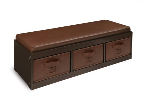 Kids Storage Bench with 3 Fabric Baskets - Soft Cushioned Seat for Bedroom, Playroom & Entryway Organization - Perfect Toy Storage & Cozy Seating Solution