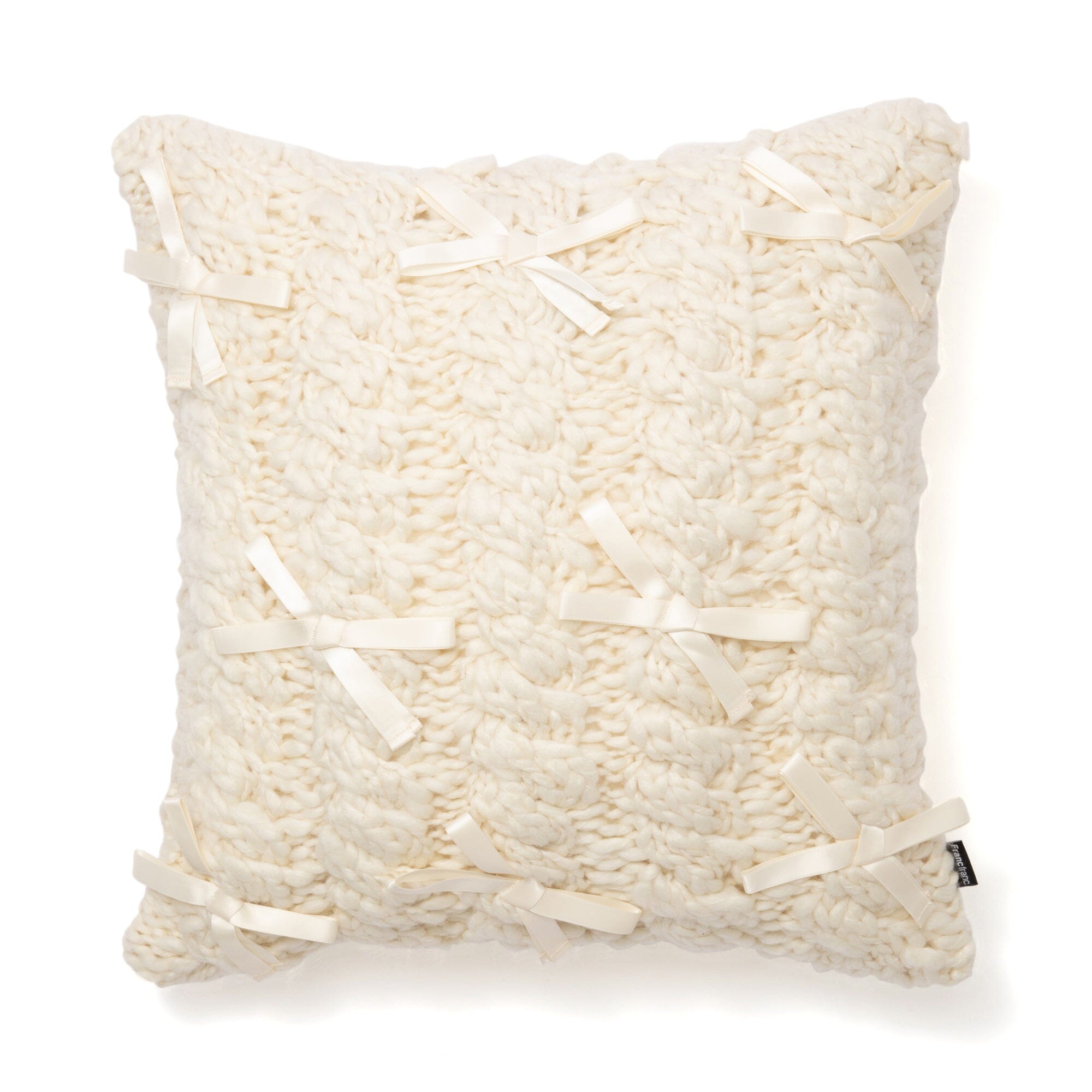 Kint Ribbon Cushion Cover 18x18 Inches Ivory - Soft Decorative Pillow Case for Sofa, Bed, Living Room & Home Decor