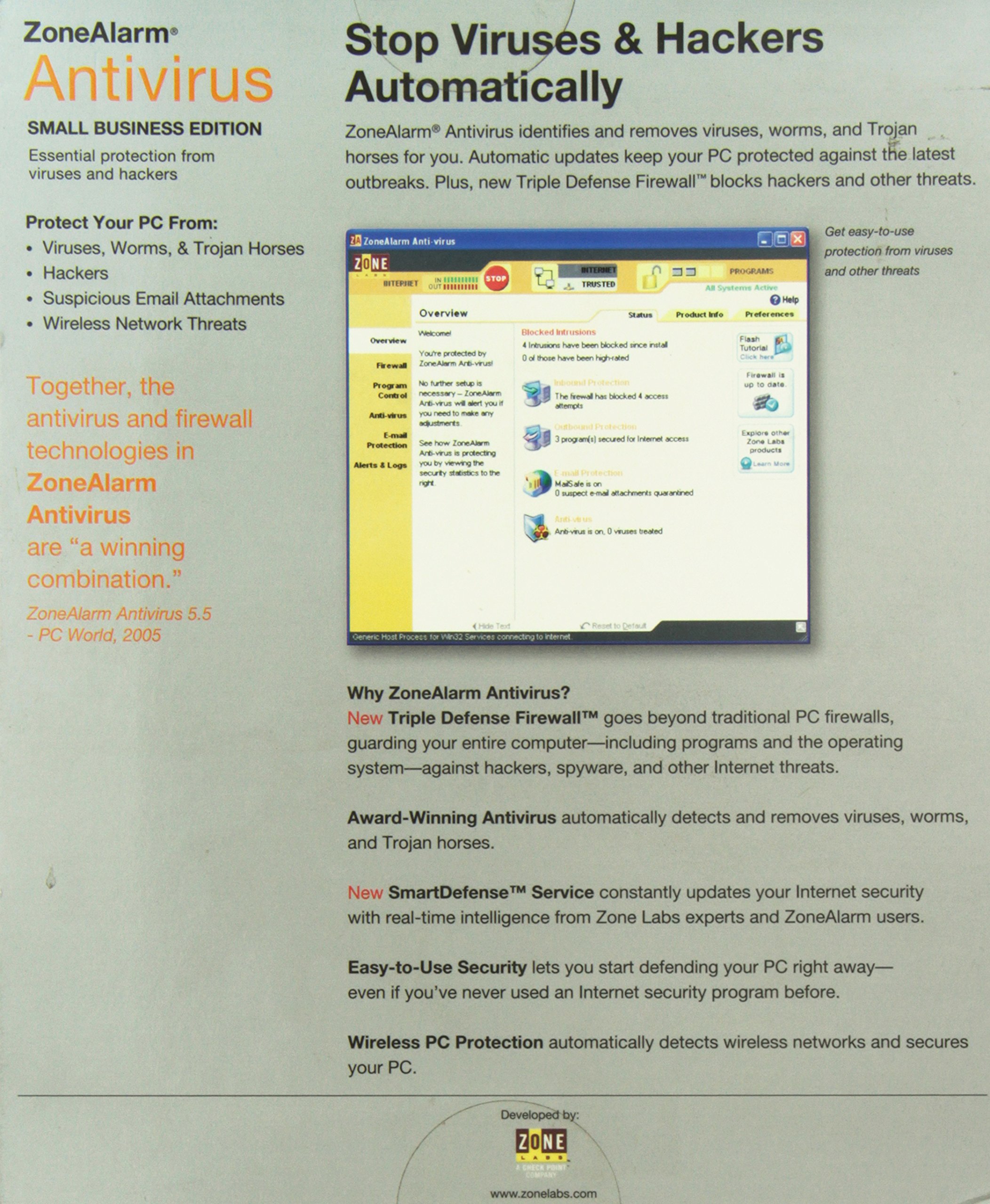 ZoneAlarm Antivirus Small Business Edition - 10 User License | Cybersecurity Protection for Small Businesses | Perfect for Office Networks & Remote Work