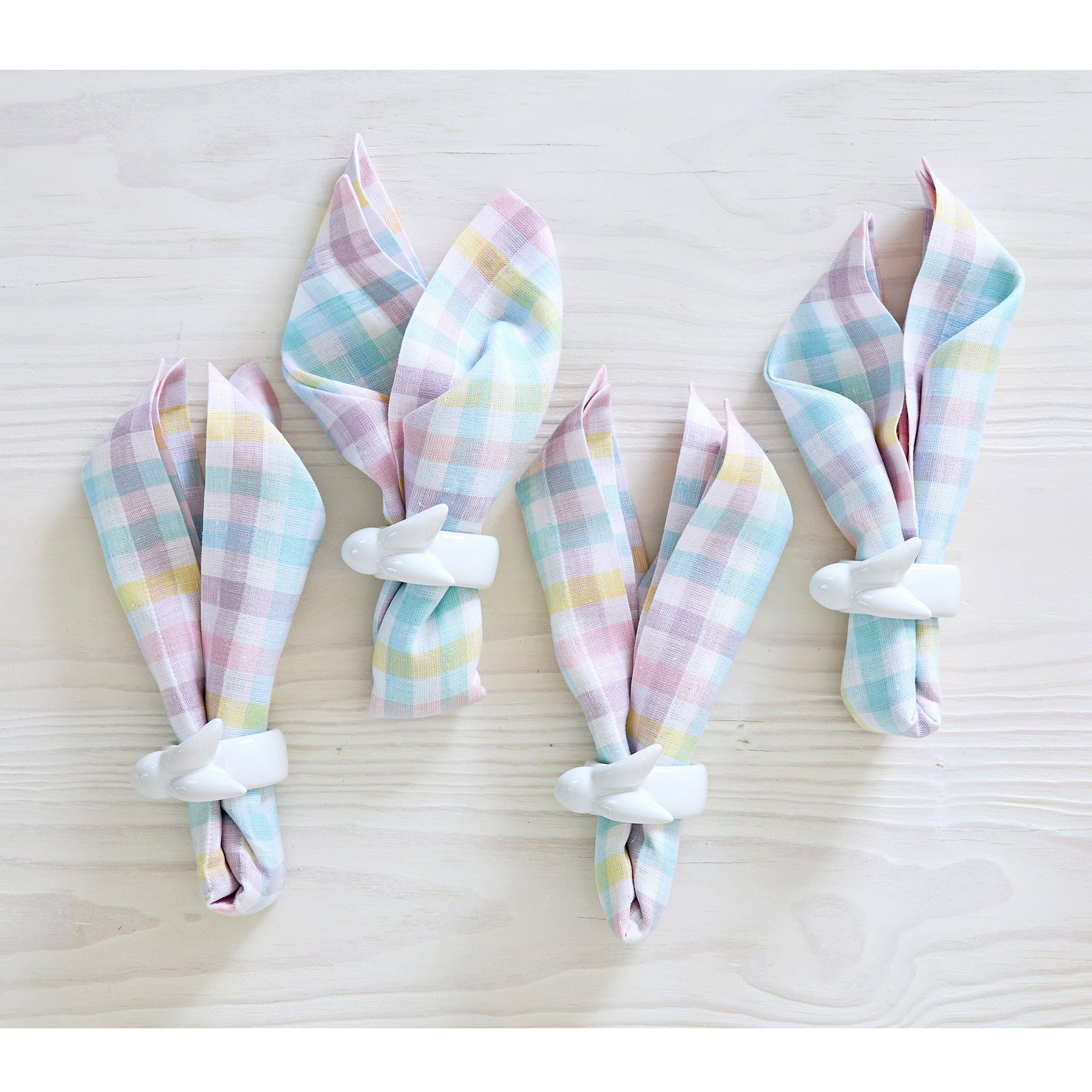 Premium Gingham Checkered Napkins Set of 4 - 100% Cotton Kitchen & Dining Cloth for Parties, Picnics, and Everyday Use