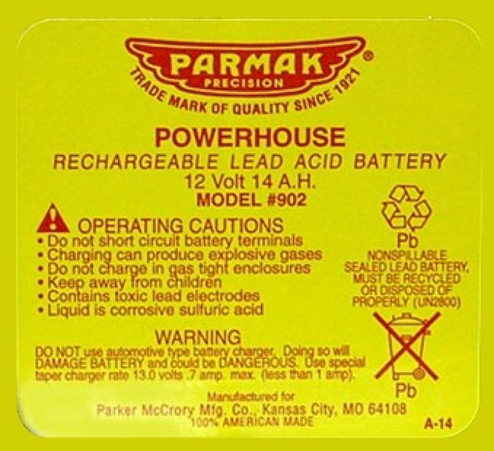 Parmak 902 12V Gel Cell Battery for Solar Powered Electric Fences - Durable Black Rechargeable Battery for Livestock & Farm Security - Perfect for Pasture, Garden & Perimeter Protection