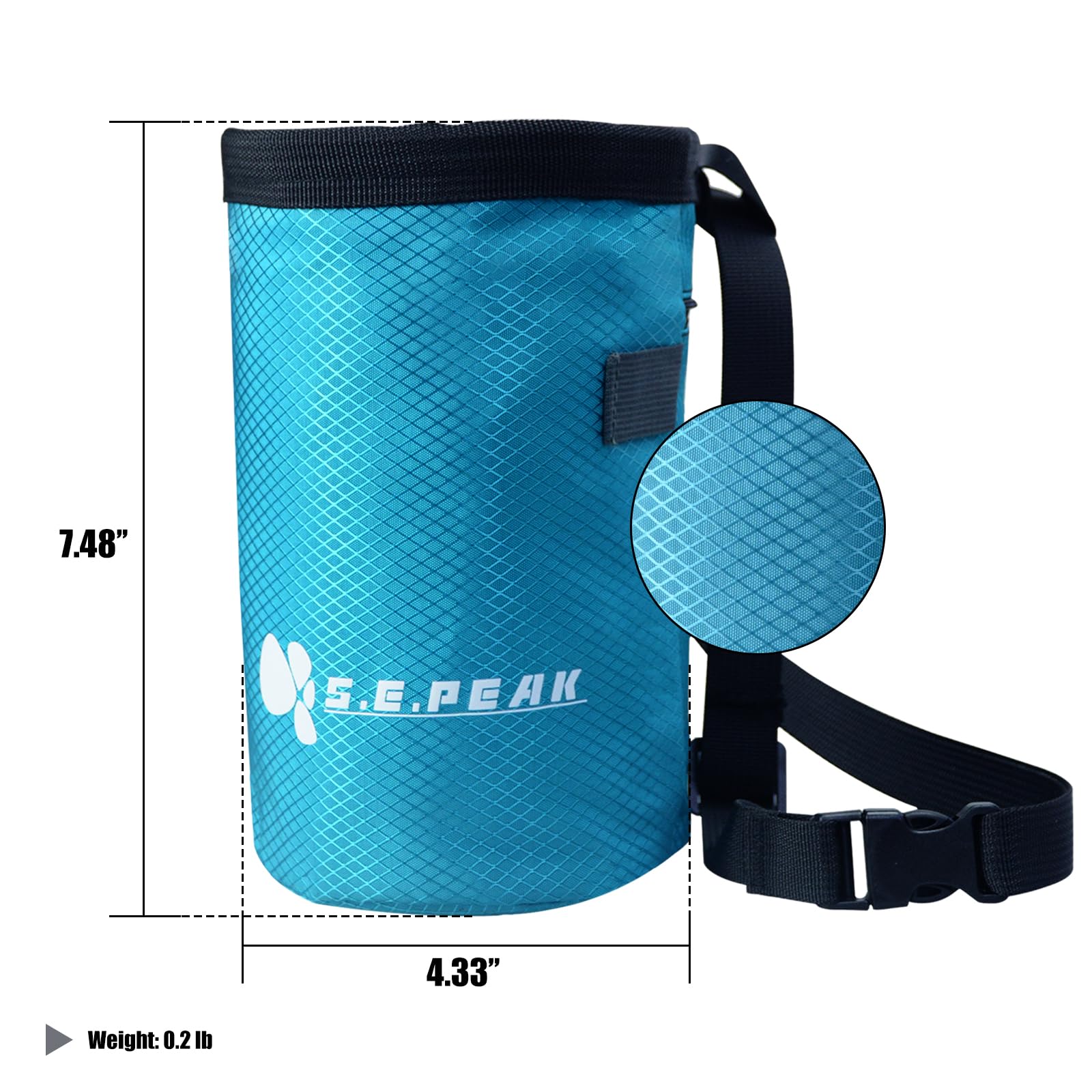 Premium Rock Climbing Chalk Bag with Zippered Pocket & Drawstring Closure - Lightweight & Durable for Climbing, Weightlifting, Gymnastics & Workouts - Ideal for Indoor/Outdoor Training & Sports (Blue)