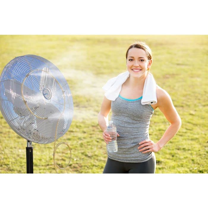 Fan Mist Cooling Kit - USA Made Tubing, Low Pressure Misting Ring with Brass/Stainless Steel Nozzles (2 Nozzle System) - DIY Outdoor Patio Cooling Solution for Backyard, Deck, and Poolside