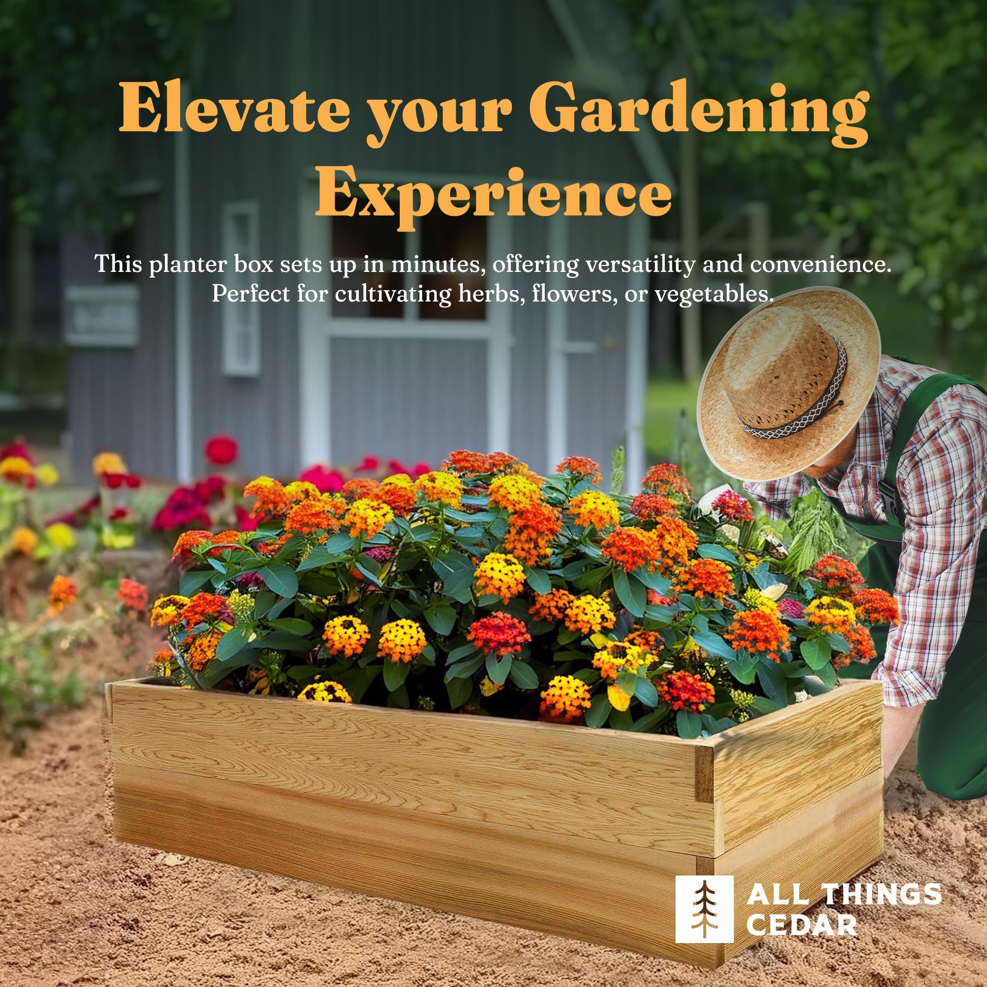 All Things Cedar 4x2 Ft Elevated Garden Box - Stackable & Expandable Raised Bed Planter for Vegetables, Herbs & Flowers | Perfect for Patio, Backyard & Urban Gardening