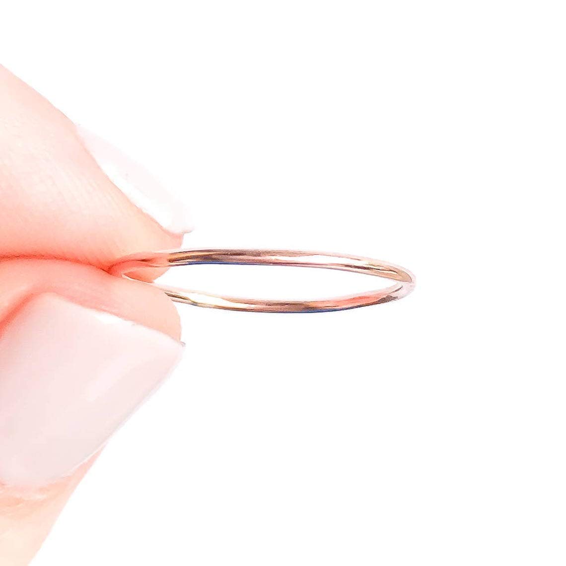 14K Rose Gold Filled Stackable Rings for Women - 1mm Thin Smooth Comfort Fit Band - Custom Made Dainty Stacking Rings - Perfect for Layering, Everyday Wear & Special Occasions