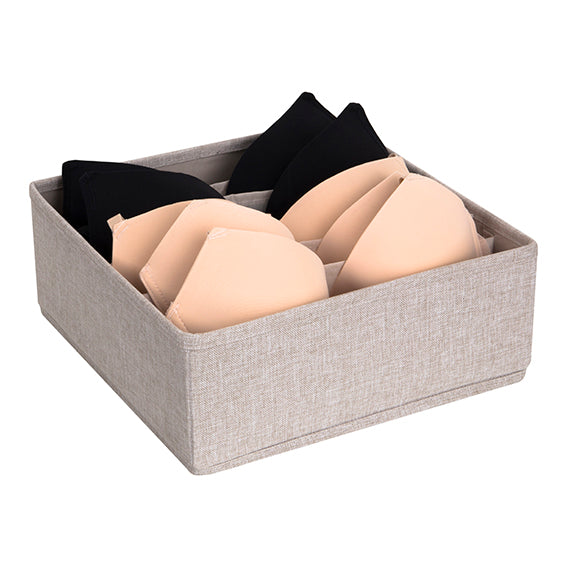 6-Compartment Drawer Organizer - Grey or Beige for Kitchen, Office & Bedroom Storage
