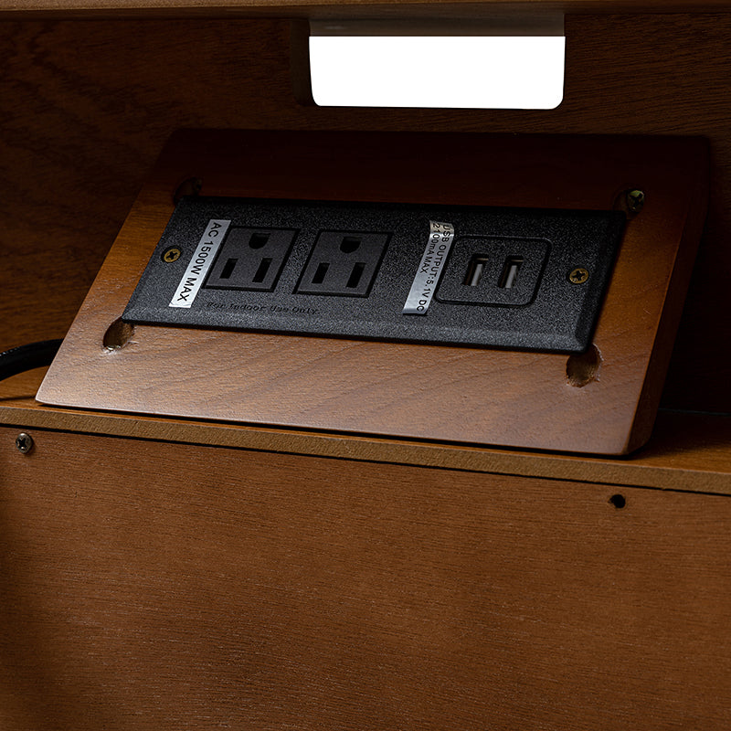Mid Century Modern Nightstand with 2 Drawers & Built-in USB Outlets - Stylish Bedside Table for Bedroom, Living Room, or Office
