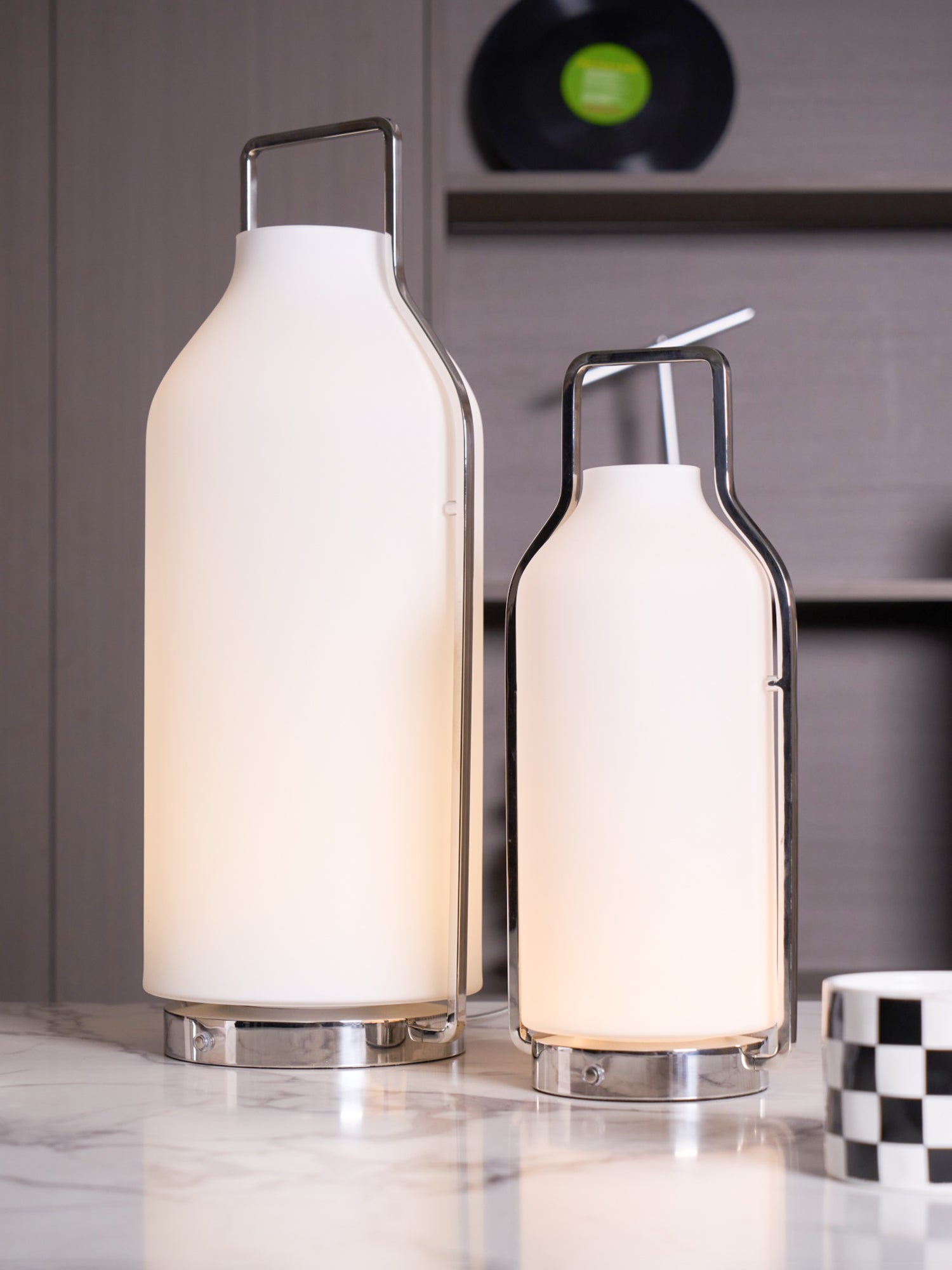 Vintara Modern LED Lantern Table Lamp - Dimmable Battery Operated Indoor/Outdoor Lighting for Bedroom, Patio, and Camping