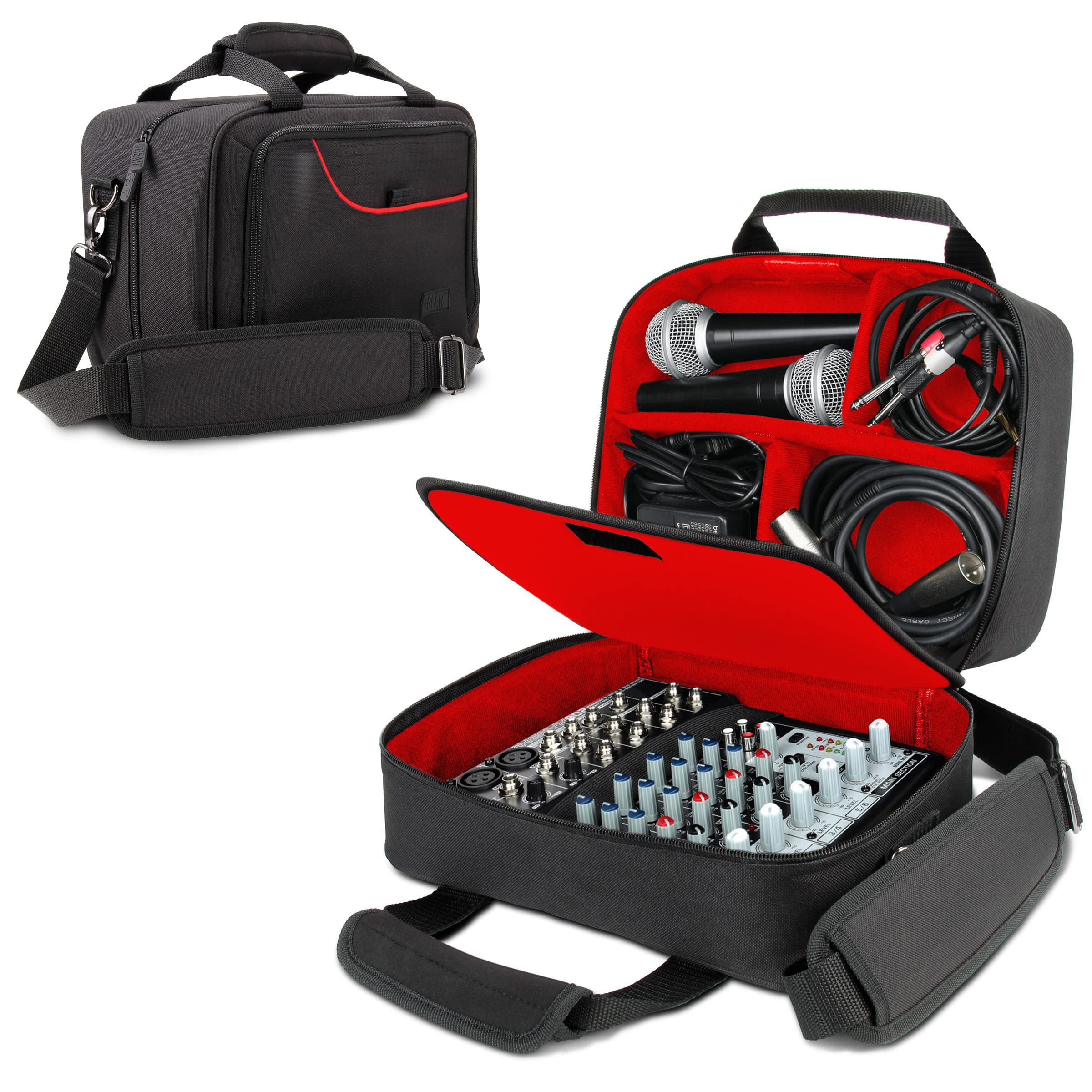 USA Gear Professional DJ Mixer Case - Durable Mixer Bag with Custom Storage for Cables, Mics & Adapters | Perfect for DJ Gigs, Studio Sessions & Live Performances