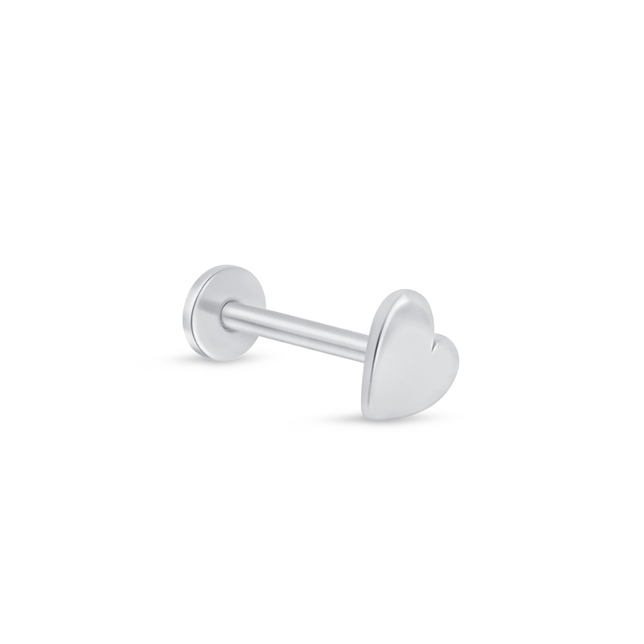 Minimalist Heart Stud Earrings - 14k Solid White Gold Flat Back Earrings for Women | Perfect for Everyday Wear, Gifts & Special Occasions
