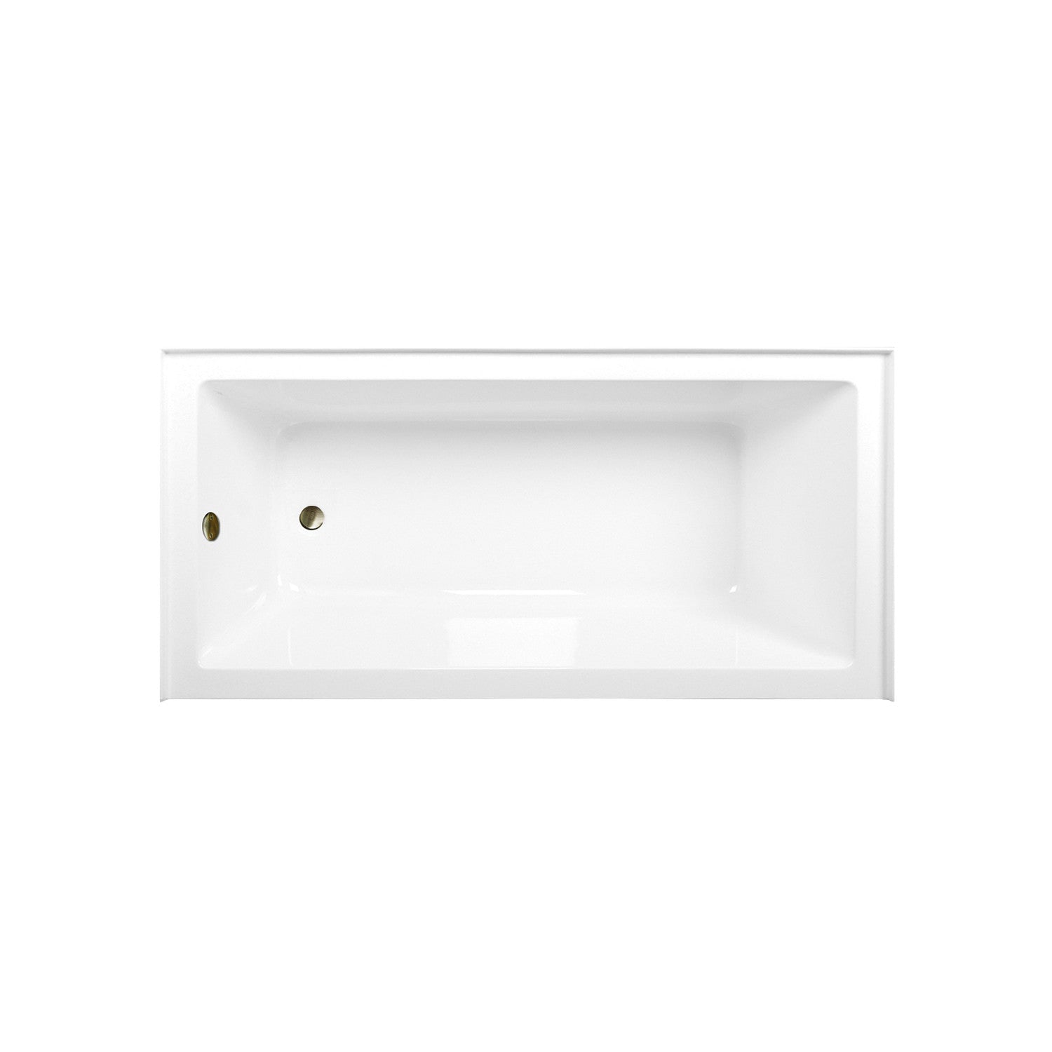 Aqua Eden 66 Inch Acrylic Rectangular 3-Wall Alcove Bathtub Combo with Waste & Overflow Drain - Glossy White/Antique Brass Finish (Left Hand Drain) | Perfect for Modern Bathroom Renovations & Spa-Like Retreats