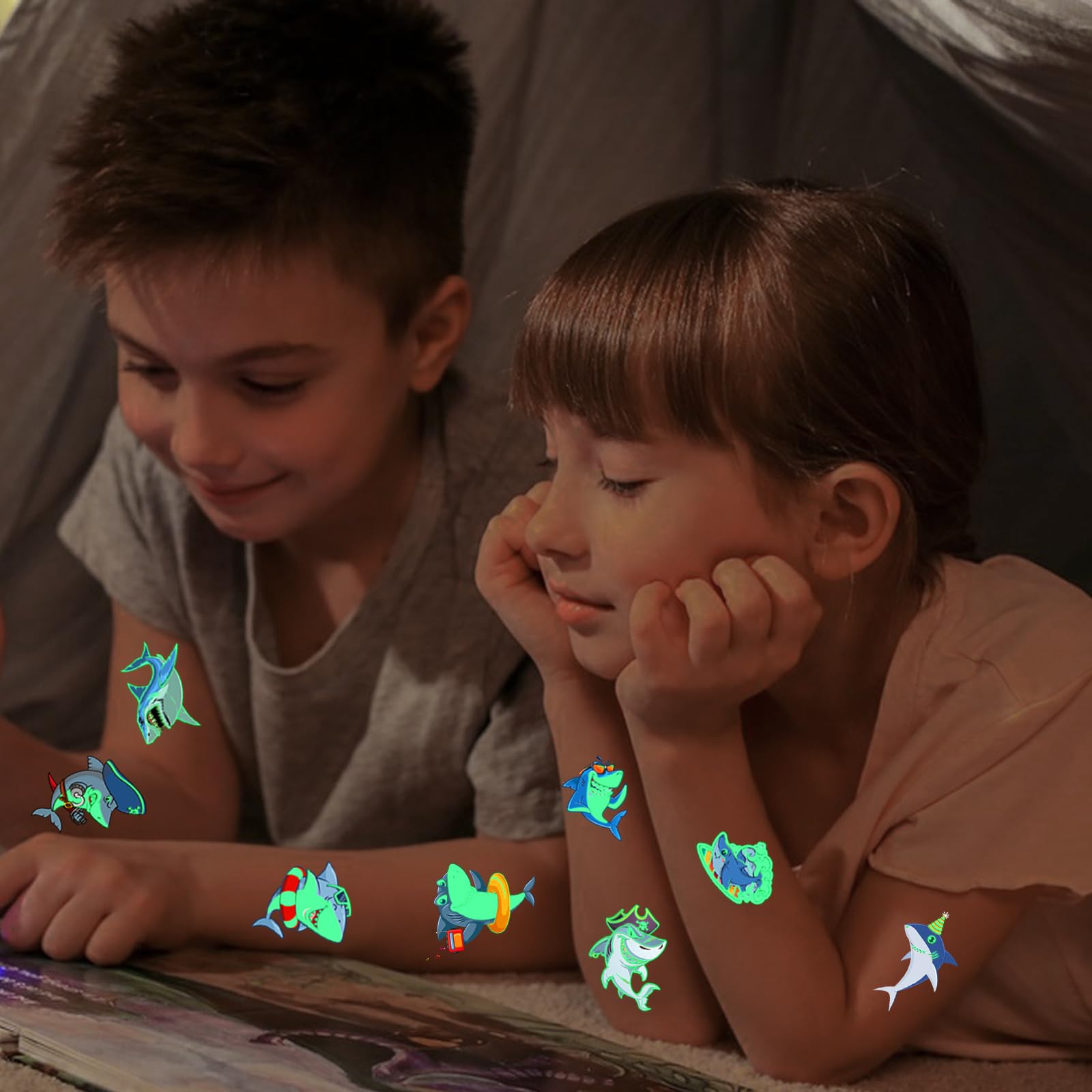 Glow in the Dark Dinosaur Temporary Tattoos for Kids - 40 Sheets (280 PCS) Waterproof Sea Animal Tattoo Stickers - Perfect for Birthday Party Favors, Goodie Bag Stuffers & Dinosaur Theme Gifts | Fun for Pool Parties, Summer Camps & Costume Events