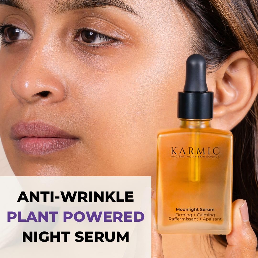Karmic Skin Anti-Aging Face Serum with Bakuchiol & Vitamin C | Wrinkle Treatment, Dark Spot Corrector, Hyperpigmentation Night Cream | Natural Retinol Alternative | Hydrating Collagen Boosting Facial Oil | Perfect for Nighttime Skincare Routine & Anti-Aging Regimen