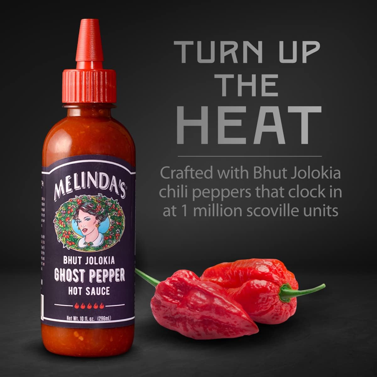 Melinda’s Ghost Pepper Hot Sauce – Extra Spicy Gourmet Hot Sauce with Fresh Ghost Peppers (Bhut Jolokia), Habanero, Carrot, Garlic & Lime Juice – 10oz Squeeze Bottle (1 Pack) – Perfect for Wings, Tacos, Burgers & Spicy Food Lovers