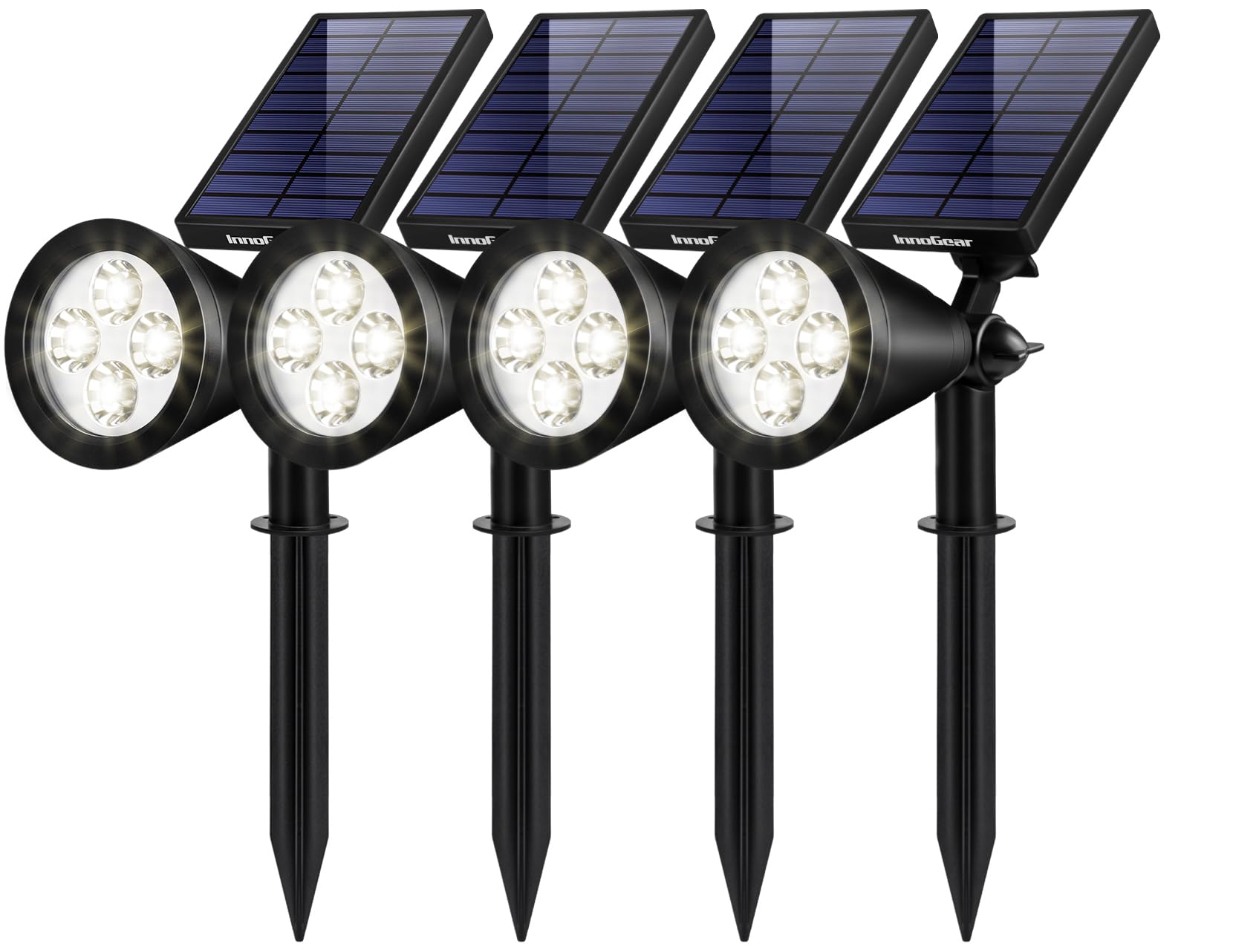 InnoGear 4-Pack Solar Lights Outdoor Waterproof - Solar Powered Garden Lights for Yard, Pathway, Landscape, Wall & Spotlight - Auto On/Off, Weather Resistant (White) - Perfect for Patio, Driveway, Walkway & Backyard Lighting