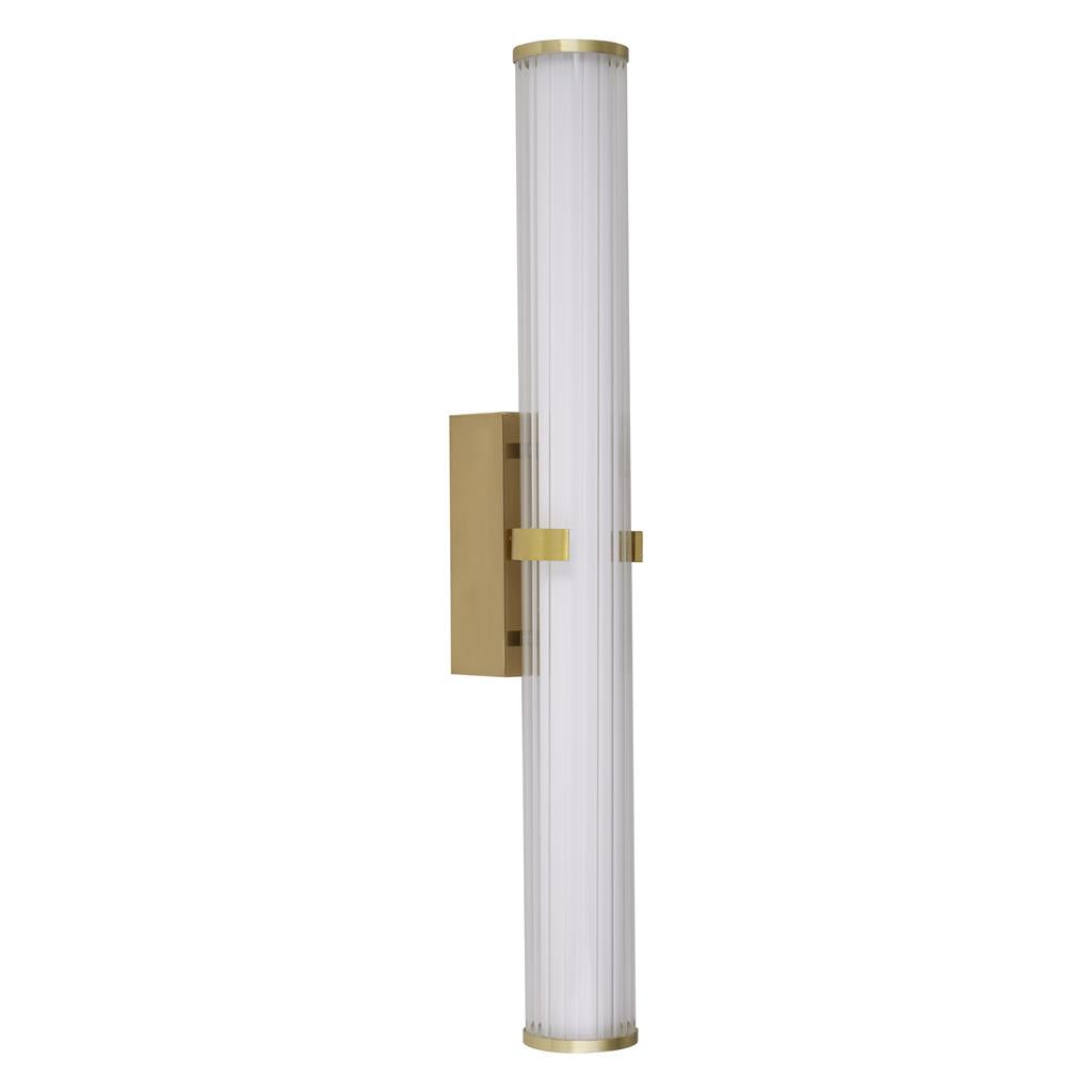 Wall Mounted Bathroom Sconce Light - IP44 Waterproof, Black/Gold Metal with Ribbed Clear & Opal Glass - Perfect for Vanity, Mirror, or Shower Lighting
