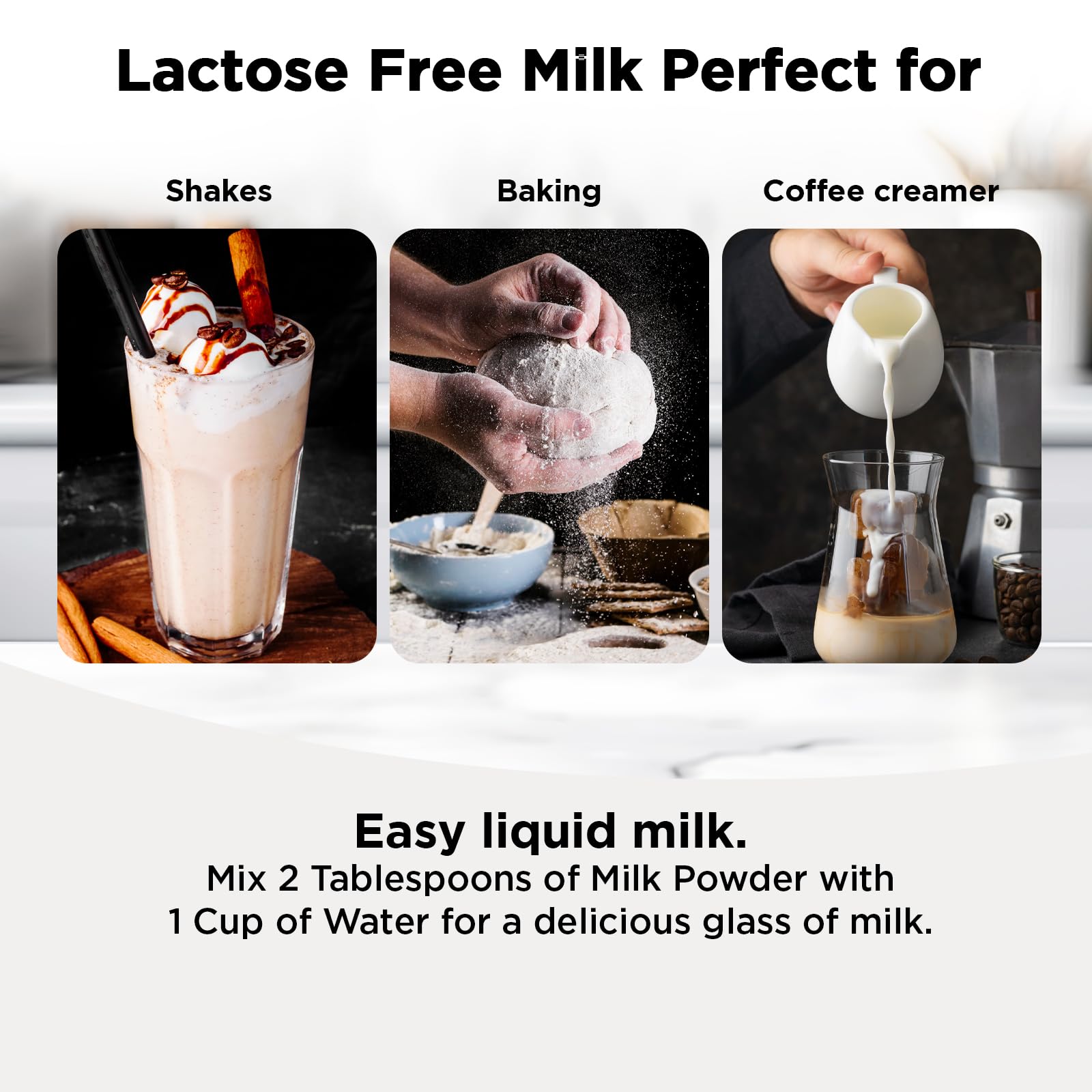 Lactose Free Skim Milk Powder - High Protein, Fat Free, Non-GMO, rBST Hormone Free, Kosher, Gluten Free | Perfect for Baking, Coffee Creamer, Protein Shakes & Smoothies | Makes 14 Cups (7 oz) | Healthy Dairy Alternative for Weight Loss & Fitness