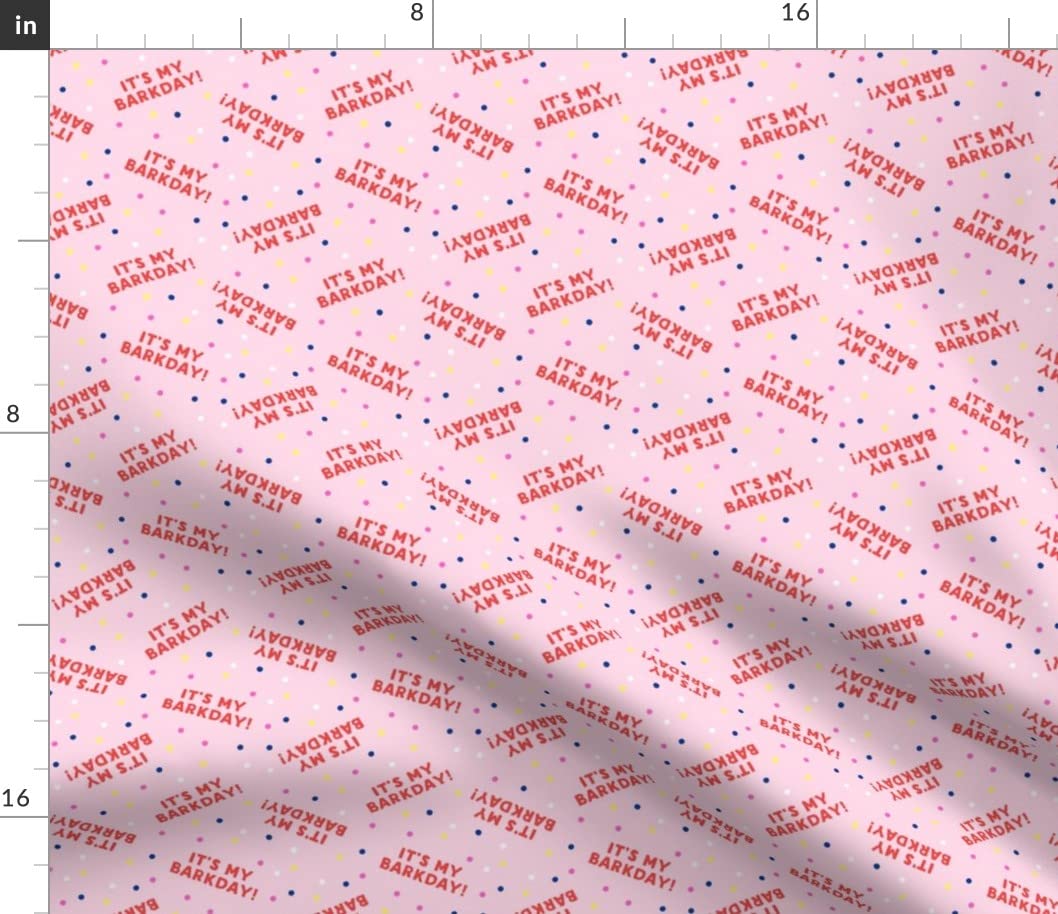 Small Scale Barkday Red Pink Dog Cute Confetti Birthday Printed Cotton Poplin Fabric - Fat Quarter for Sewing, Quilting, Dresses & Crafts | Perfect for DIY Pet Apparel, Home Decor & Gift Wrapping