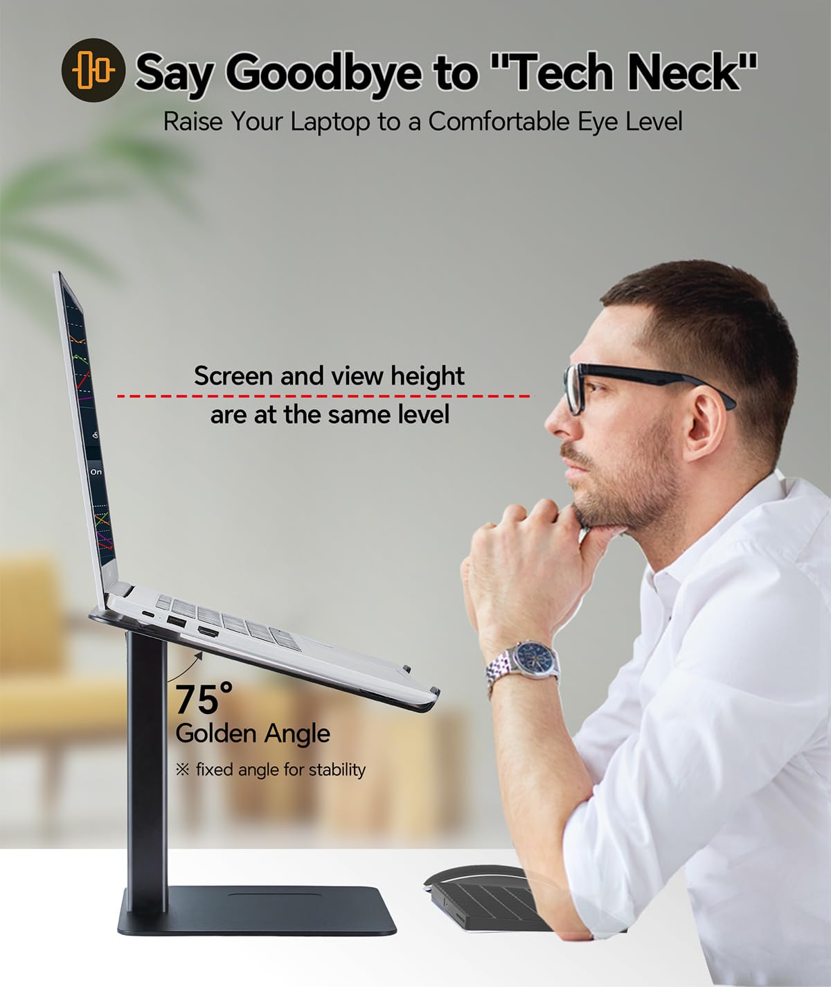 Supamir Adjustable Laptop Stand for Desk - Ergonomic Riser for MacBook & 13