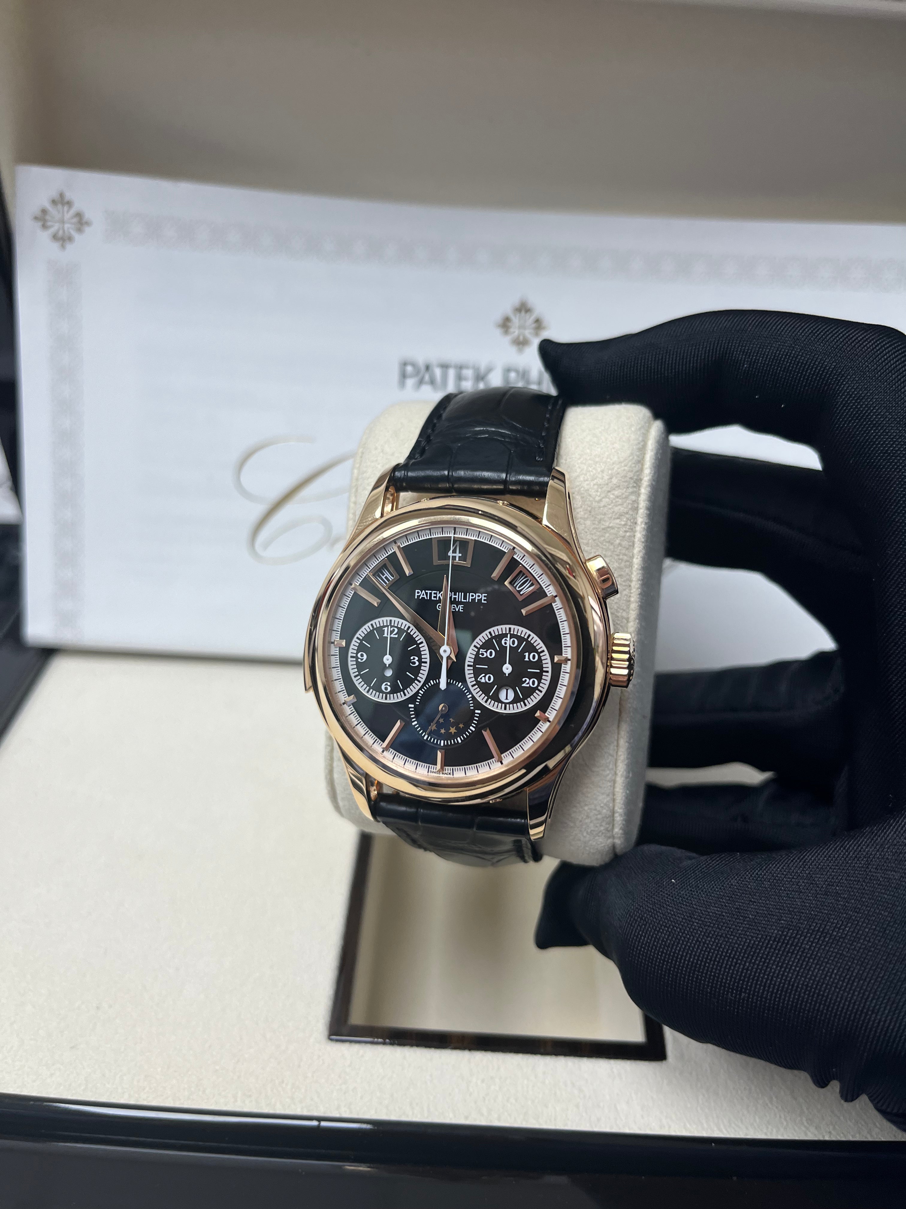 Patek Philippe Grand Complications 5208R-001 Rose Gold Black Dial Luxury Watch - Perfect for Formal Events & Collectors