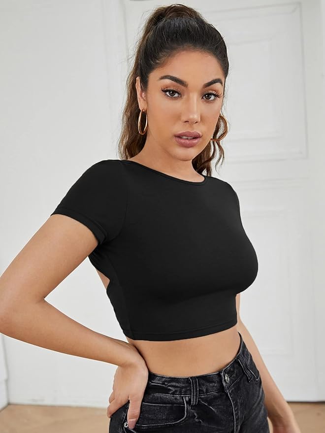 MIRABI Women's Cute Backless Crop Tops - Sexy Summer Tank Tops for Beach, Pool, Gym & Yoga | Perfect for Workout, Vacation & Casual Wear