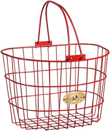 Nantucket Bike Basket Company Surfside Adult Wire D Handlebar Basket - Durable Front Bike Basket for Commuting, Shopping & Beach Cruisers - Perfect for Groceries, Picnics & Outdoor Adventures