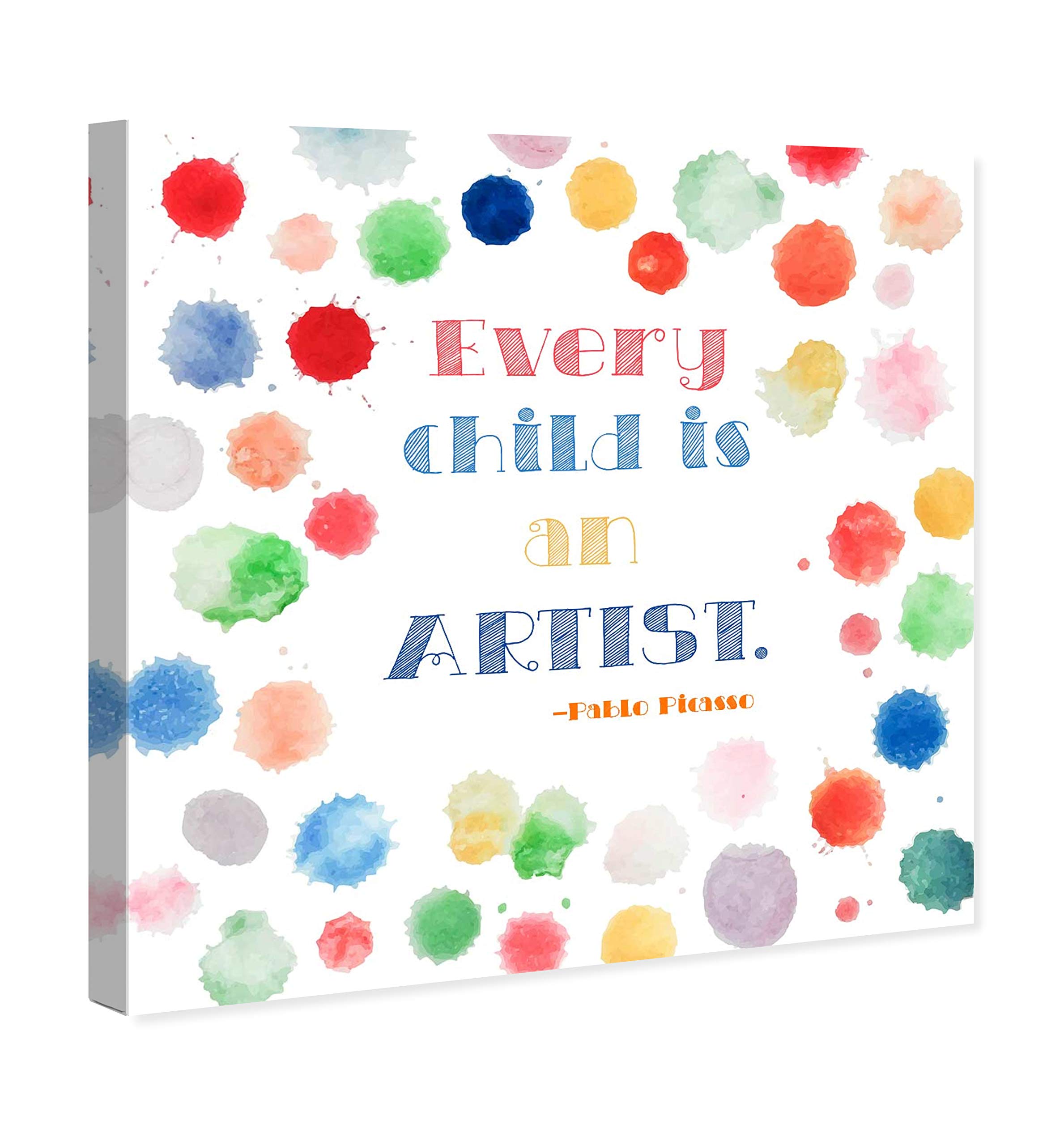 Oliver Gal Artist Co. 'Every Child is an Artist' Wall Art Canvas Print - Inspirational Typography Quote for Kids Room & Nursery Decor - 24x24 Inch White & Red Modern Children's Bedroom Artwork - Perfect for Playrooms, Daycares & Creative Learning Spaces
